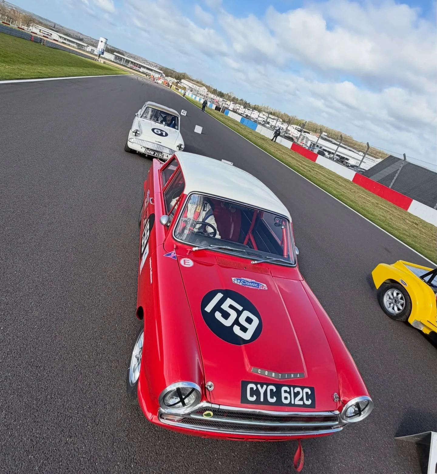 Two cars, four races and four qualifying sessions made for a busy start to the 2026 season opener at @doningtonpark with the @classicsportscarclub_ 

The Lotus Cortina of Andrew and the Ford Anglia of Martin were in good shape and performed well, wit