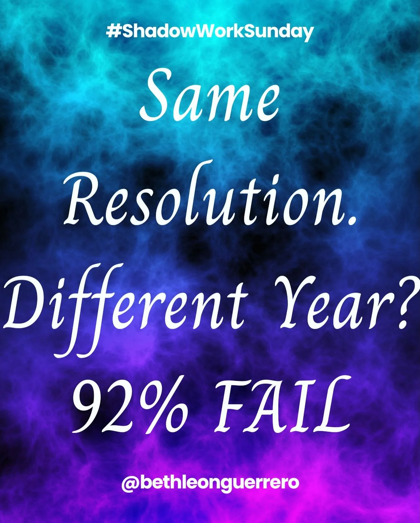 Shadow Work Sunday 🌑✨

Same resolution. Different year. Same result.

Here&rsquo;s why: 92% of New Year&rsquo;s resolutions fail by February. 💀

Not because you lack discipline. Not because you didn&rsquo;t try hard enough.
Because you&rsquo;re try