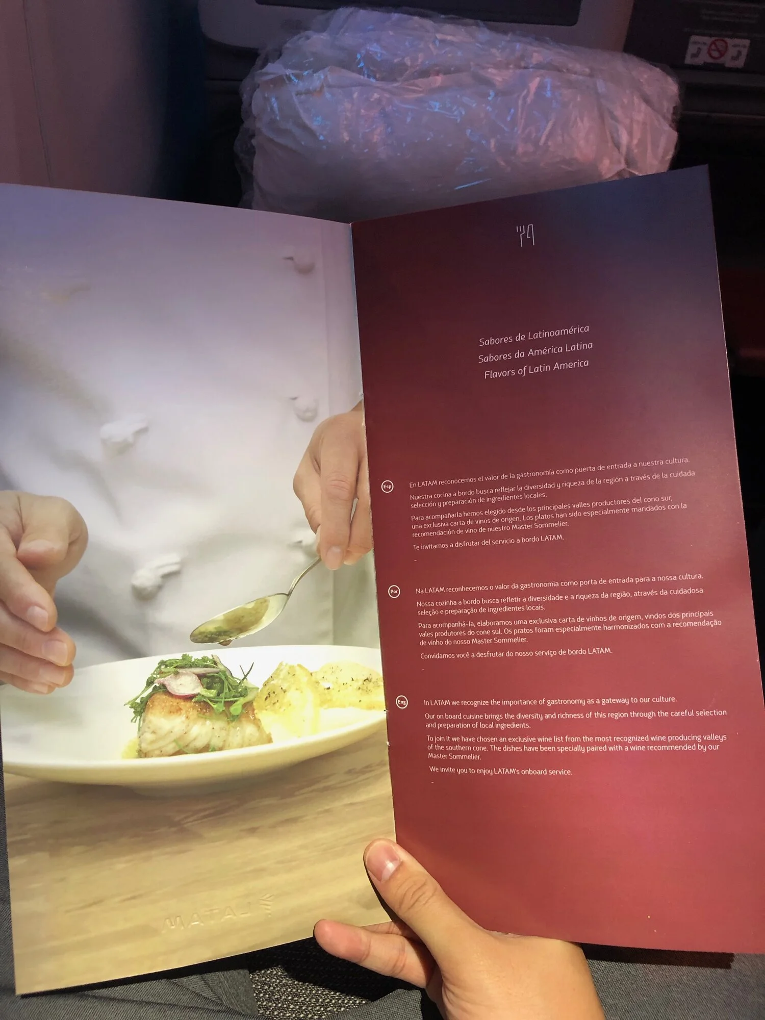 LATAM Airlines Business Class Menu MIA-SCL