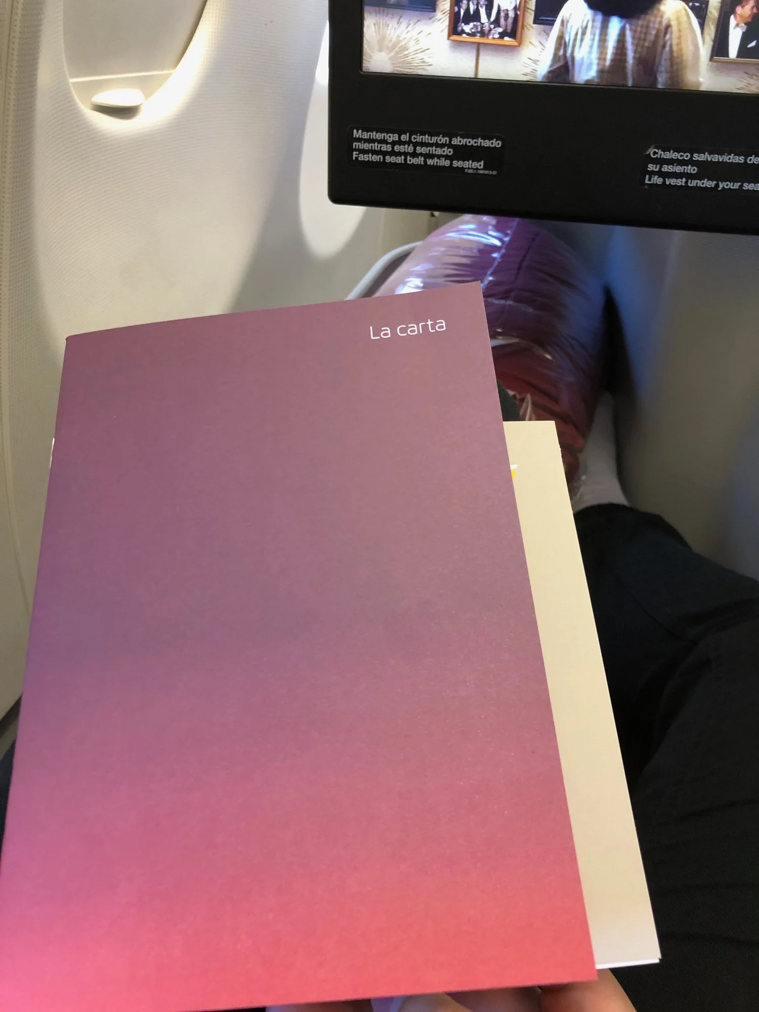 Iberia Business Class Menu MAD-PVG