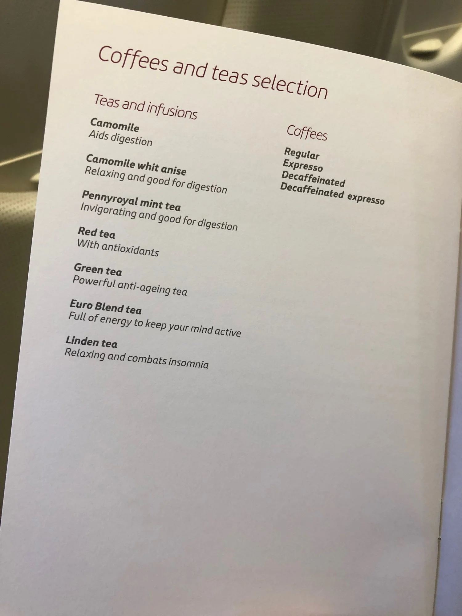 Iberia Business Class Wine List MAD-PVG