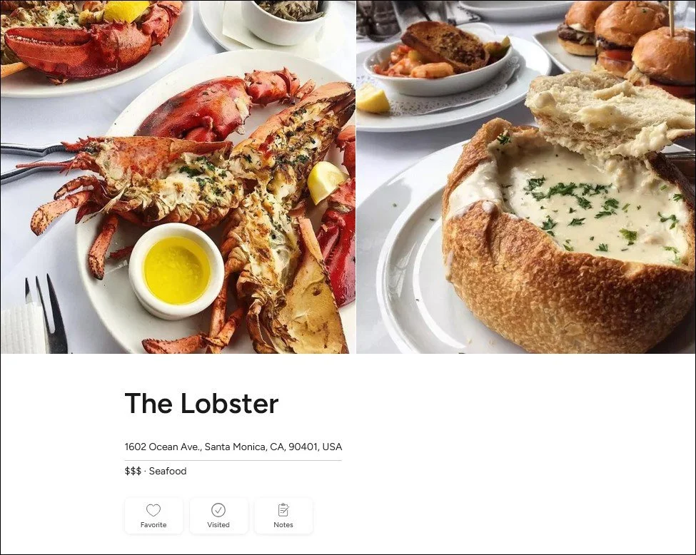 The Michelin Guide            Recommends The Lobster
