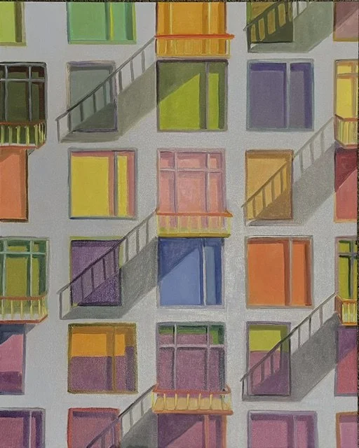 Neighbors, Solaire Bldg 30x24 Oil