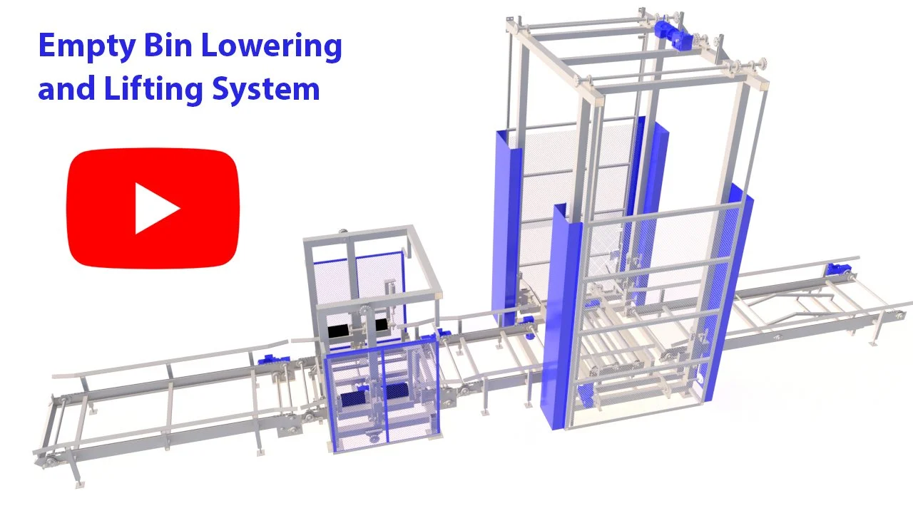 Empty Bin Lowering and Lifting System