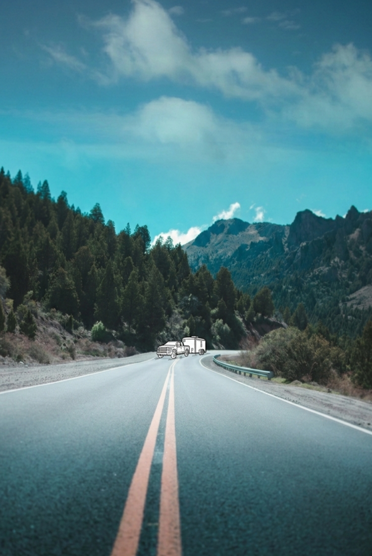 Cargo Trailer Camper On the Road