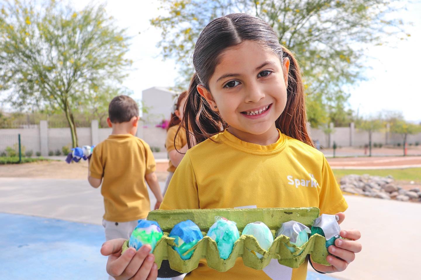 Easter egg hunt and bubble fun at preschool! 🐰🥚🫧 
 We love seeing our students have so much fun together. ❤️