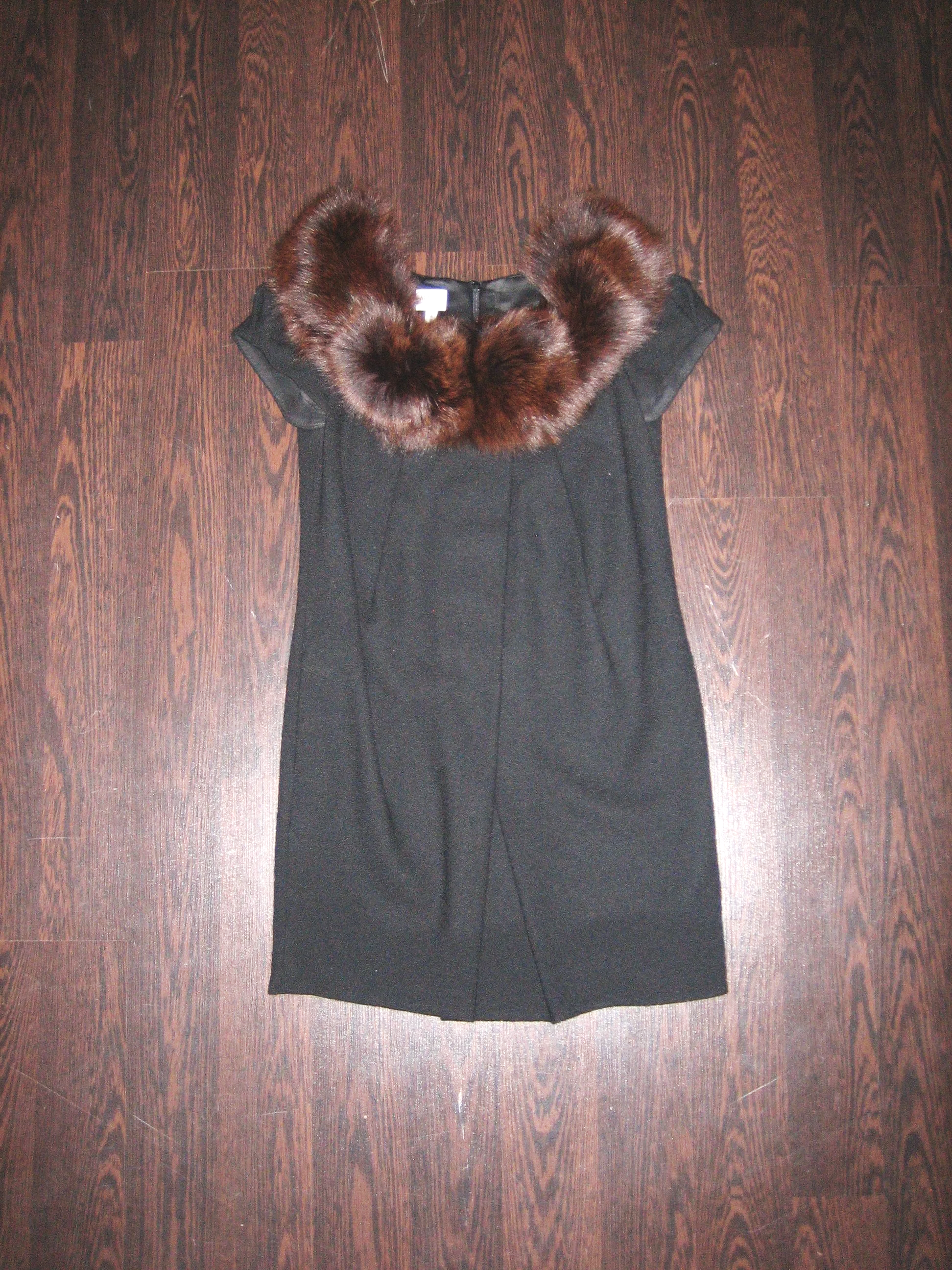 FUR COLLAR MINI DRESS