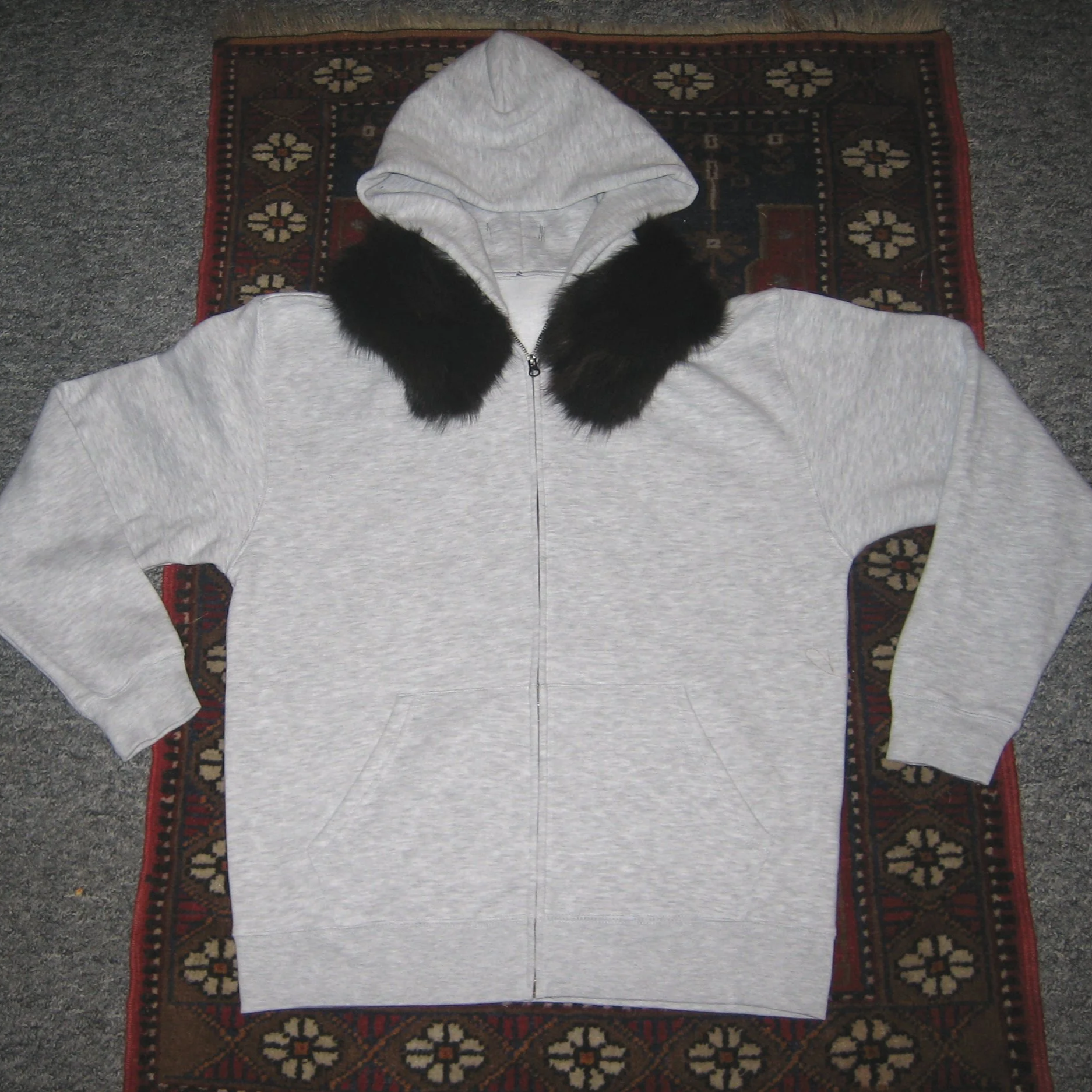 FUR COLLAR ZIP HOODIE