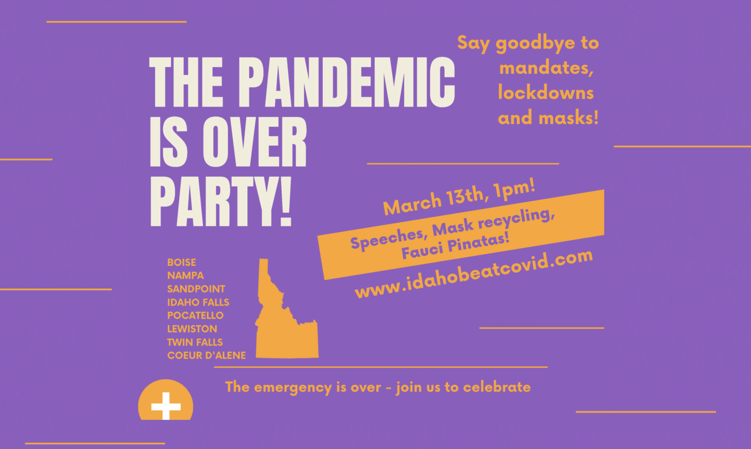 Idaho Citizens Plan March 13 #IdahoBeatCovid Rallies With Mask Recycling &amp; Fauci Pinatas — Counties to Celebrate as Bill Banning Mask Mandates Passes House