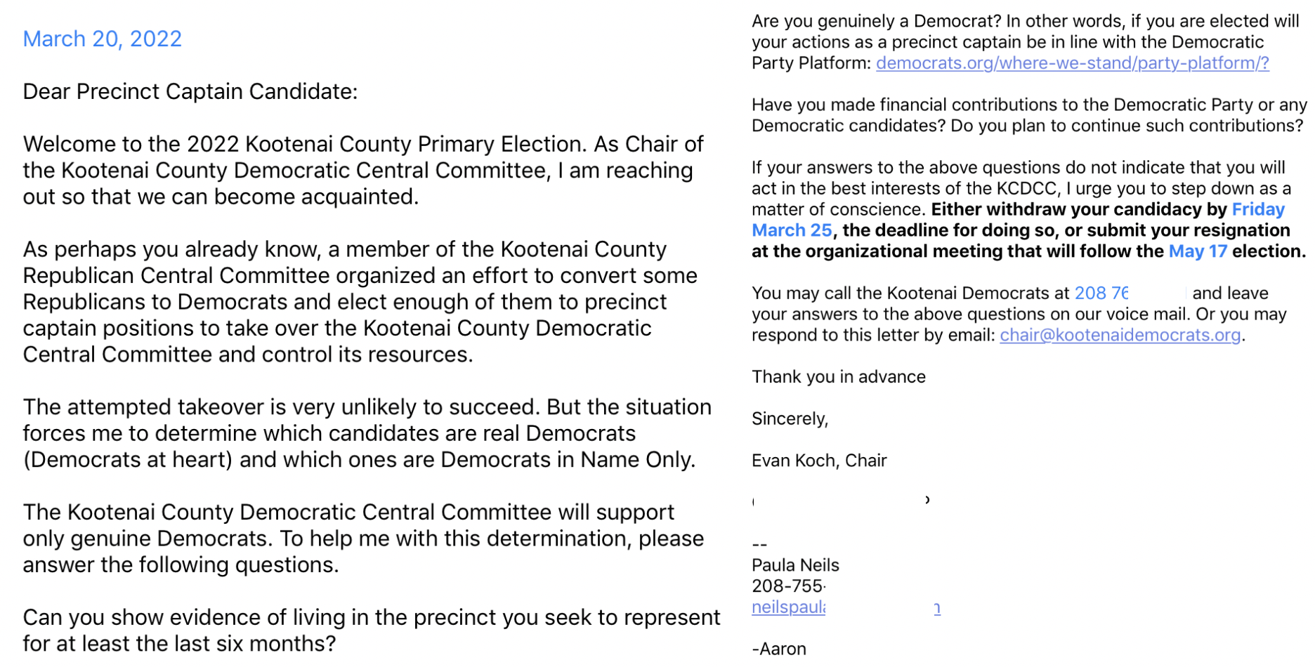 Kootenai Democrats PANIC &amp; Begin to Aggressively Interrogate Prospective Committeemen as North Idaho Republican Takeover Looms