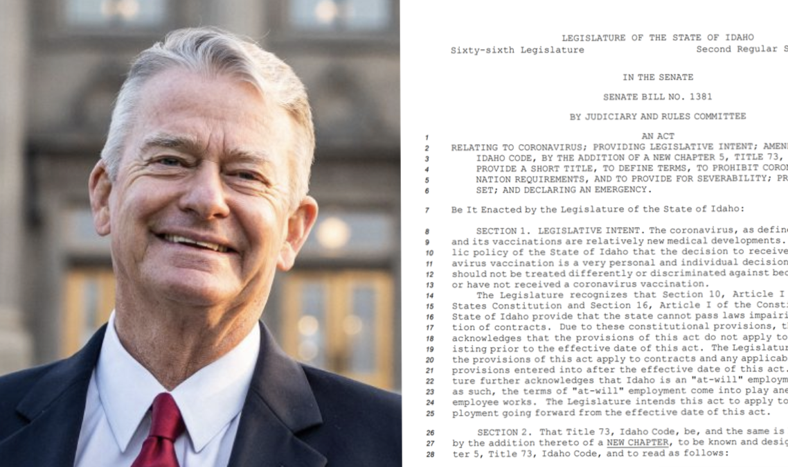 Brad Little Sides With Democrats Against ‘Medical Freedom’ Bill Designed to Protect the Unvaccinated from Discrimination