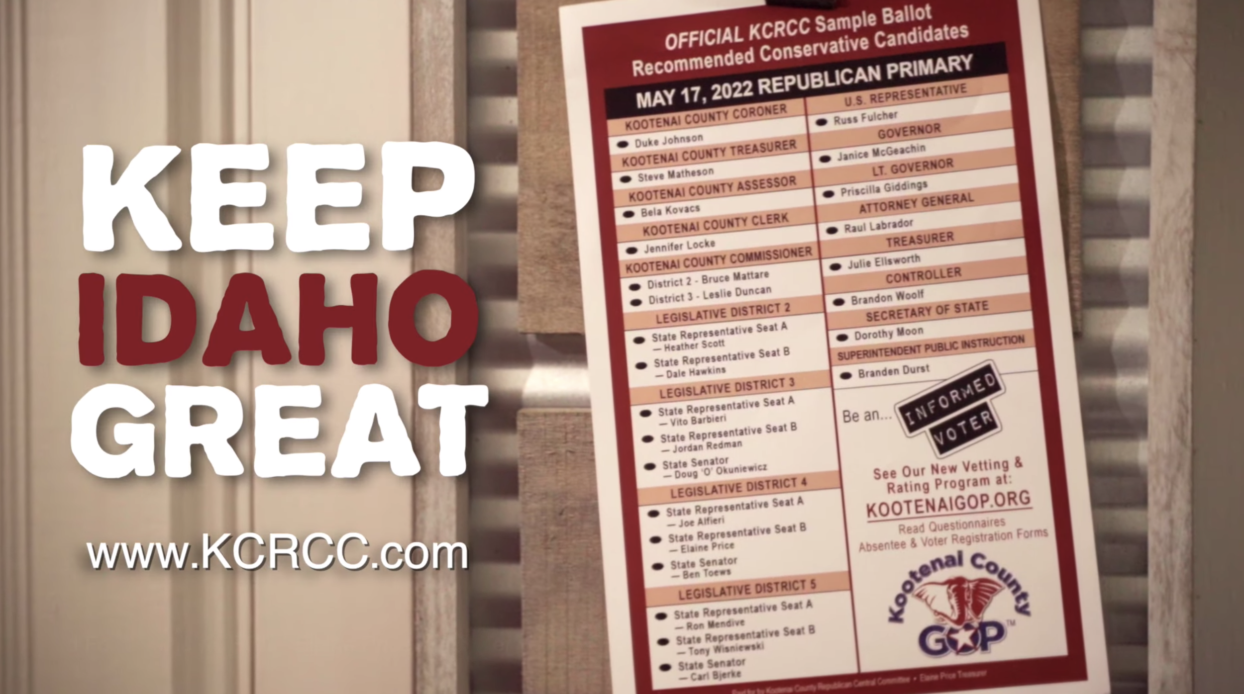 KCRCC Releases Sample Ballot Video Detailing Political Challenges Facing Kootenai County Idaho