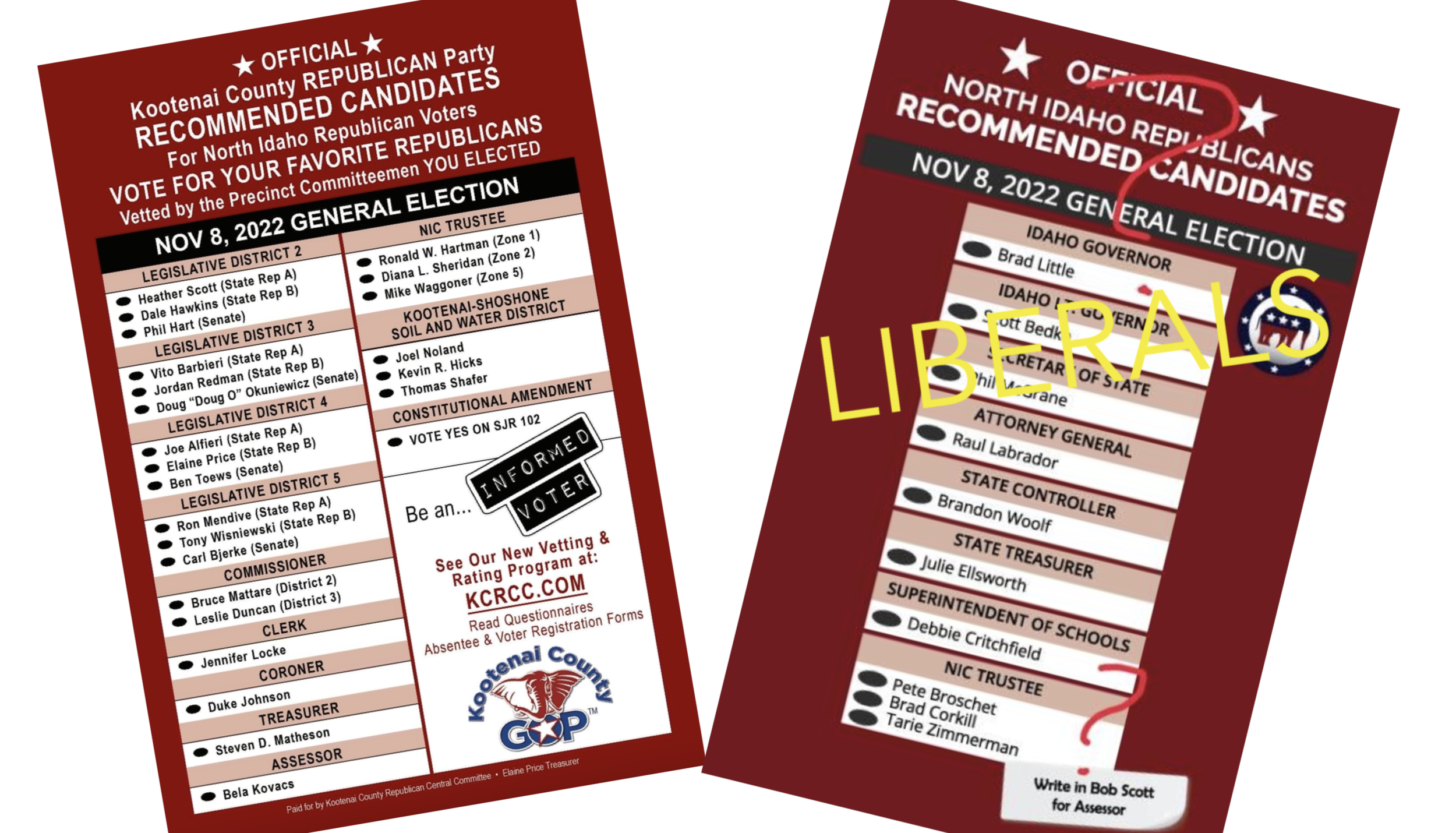 WARNING: Fake Republican Group Sending out Deceptive Election Messages — “North Idaho Republicans” are not the Official Kootenai County Republican Central Committee (KCRCC)