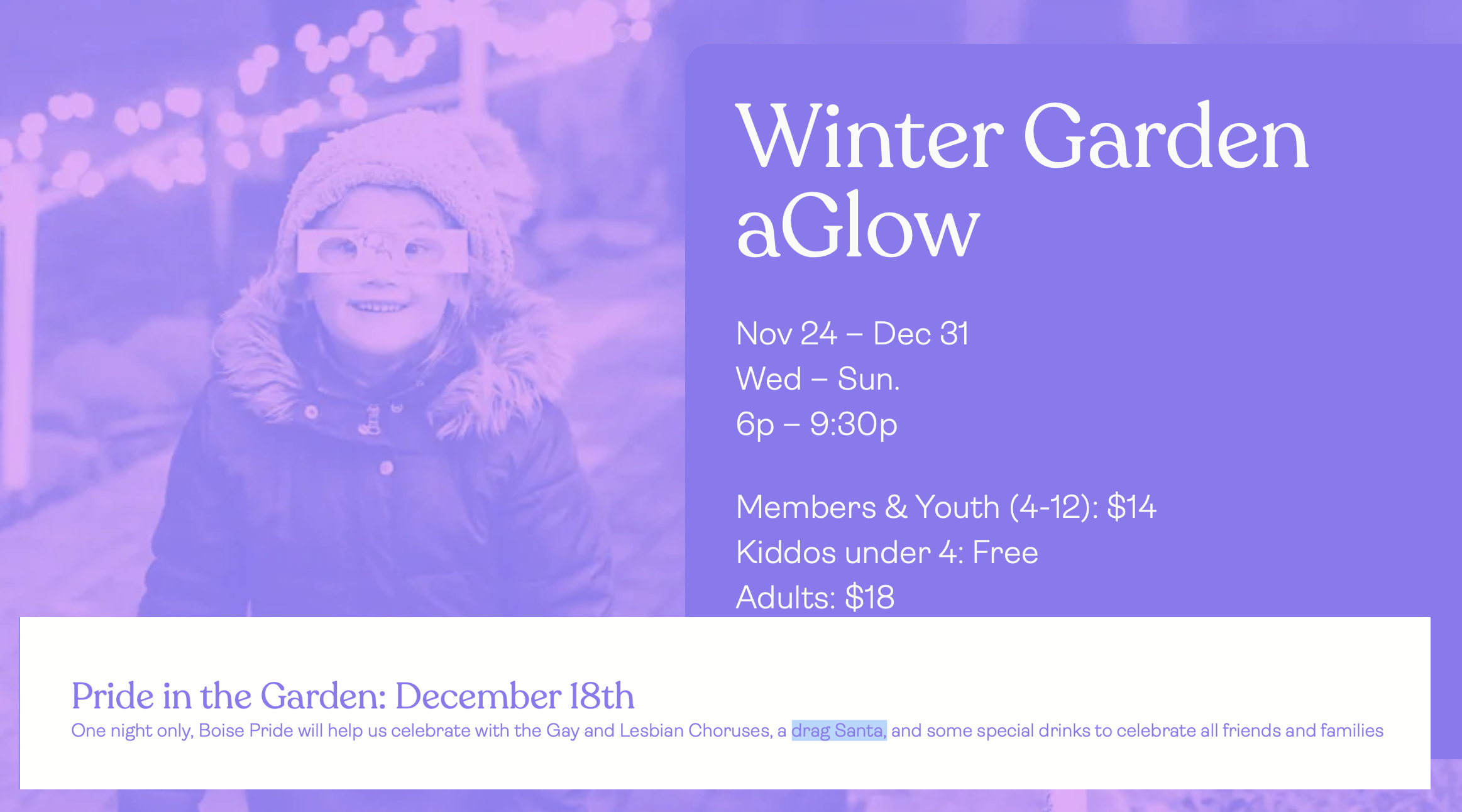 Idaho Botanical Garden set to host “Drag Santa” Event December 18th — All Ages Event Presumably Where Children Sit on Drag Santa’s Lap