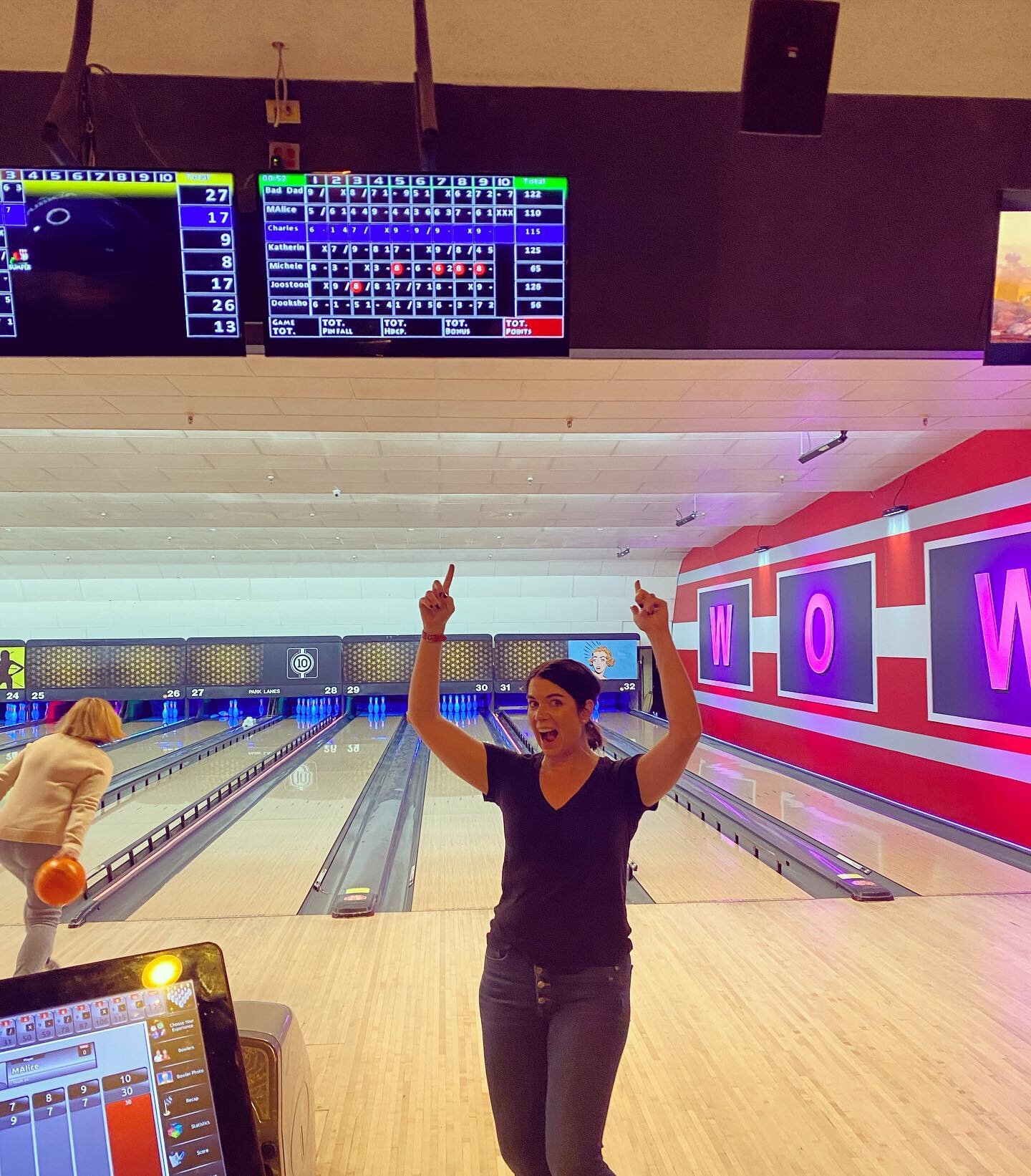 (Almost) 39 and my bowling skills could best be described as &ldquo;&hellip;basically fine 🤷🏻&zwj;♀️ &ldquo;  But here&rsquo;s a pic of me getting a turkey at my bday party - I am nothing if not seasonally apropos. #gobblegobble