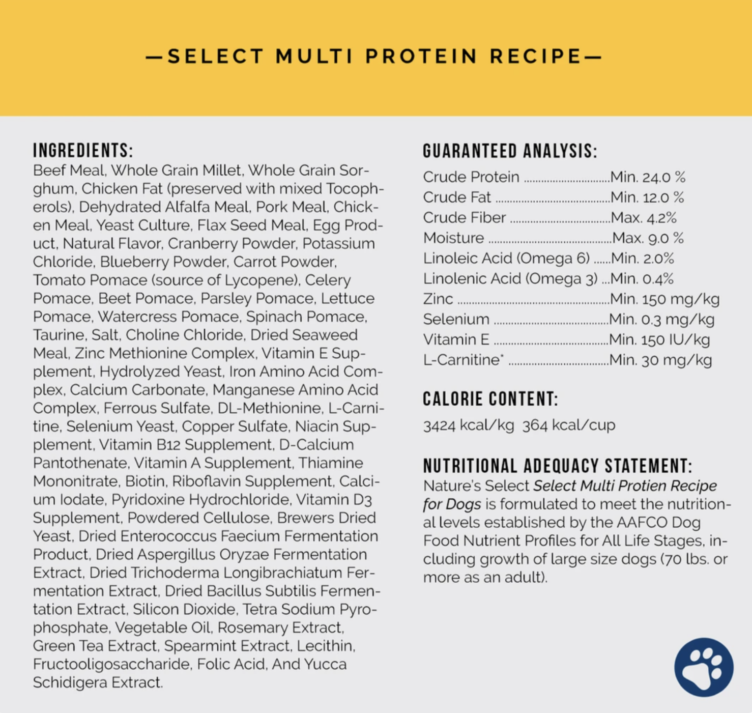 Select Multi Protein Recipe — Nature's Select Premium Pet Products