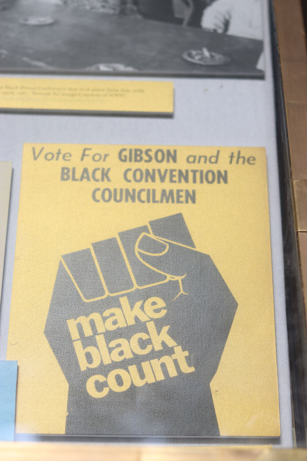  “Vote for Gibson” poster featured in the&nbsp; Black Power! 19th&nbsp;Century&nbsp; exhibit at Newark Public Library.    Credit: Esther Paul | Public Square 