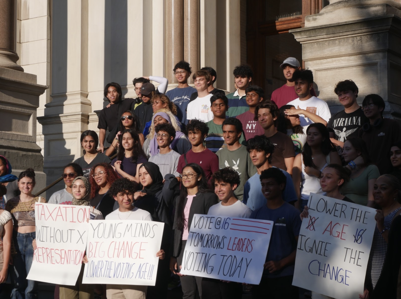 Jersey City teenagers rally at City Hall to lower voting age for school board elections