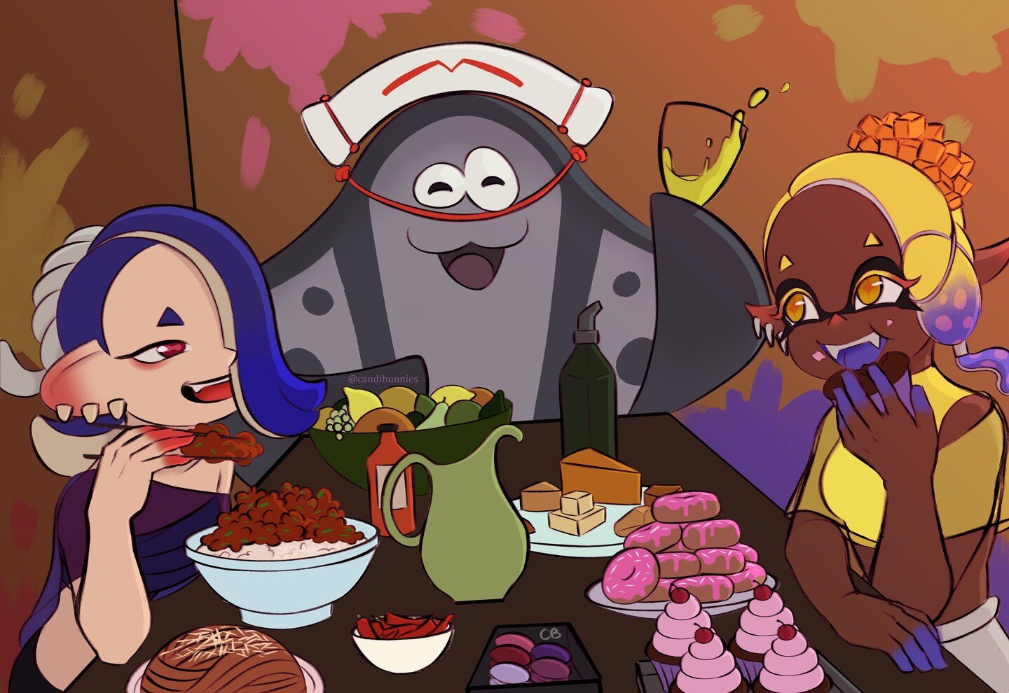 Deep Cut Dinner! 🦑🐙

I wanted to do something cute and casual with these three to get back into fanart ❤️

#splatoon #splatoon3 #splatoonart #splatoonshiver #splatoonfrye #splatoonbigman #digitalart #artistsoninstagram