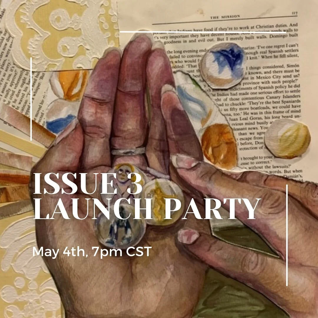 Join us May 4th at 7pm CST as we celebrate the launch of Issue 3 with a virtual reading featuring Samuel Autman, Sari Fordham, and Megan Vered! Link in bio