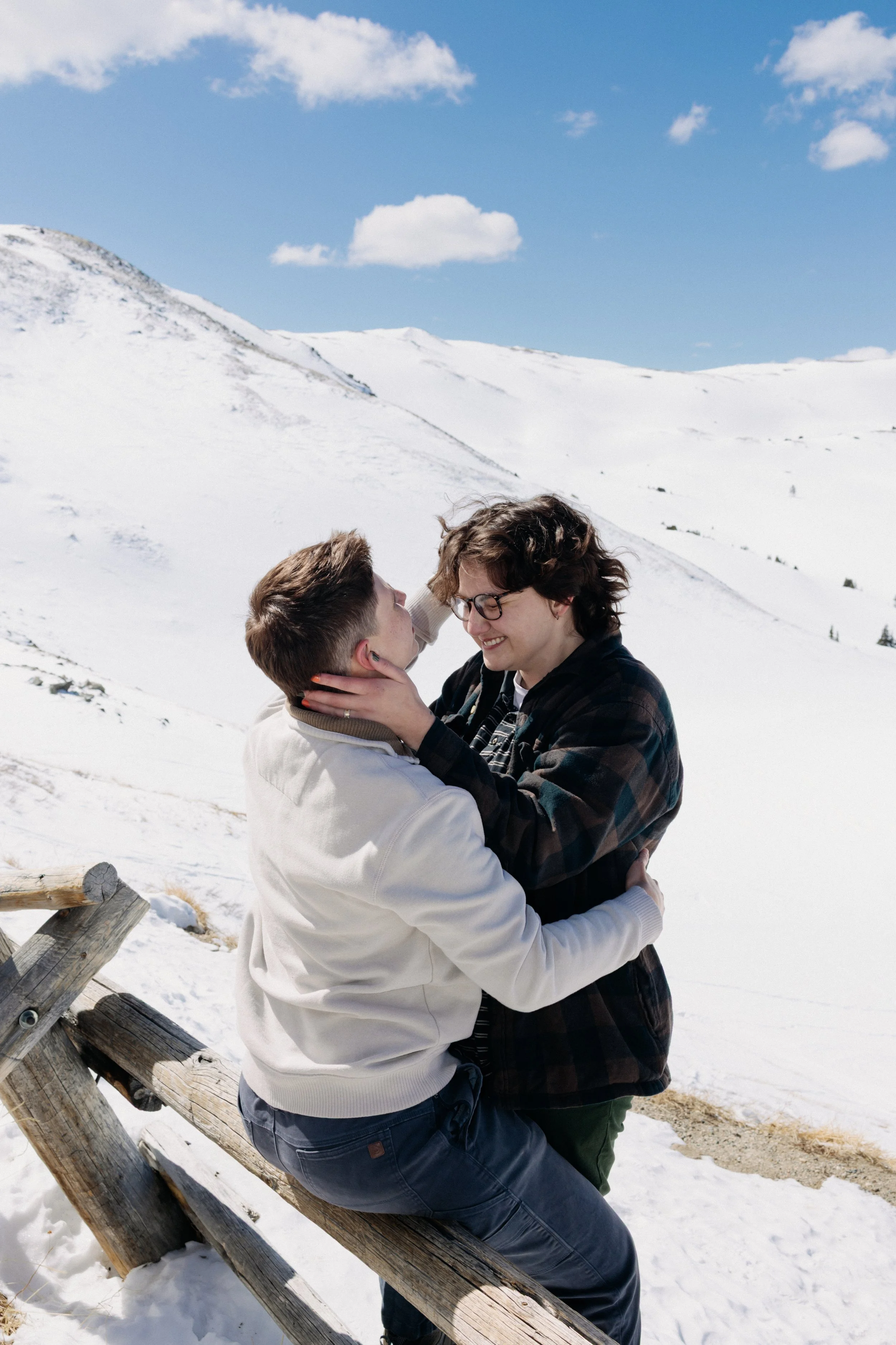queer proposal photoshoot in colorado in the mountains