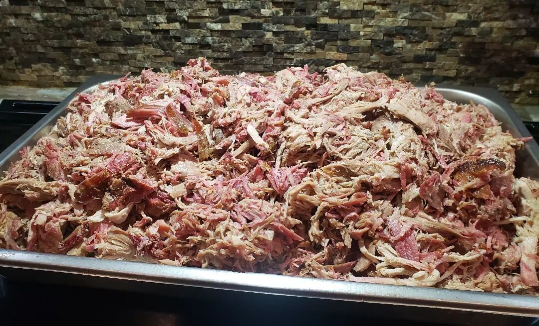 We #seasoned some #boneless #pork #shoulders with our #Swine Time Pork Rub #garlic #olive #oil and #mojo We smoked them for 12 hours at 225.  They #shredded up nicely. We will be making some #panconlechon with this run.