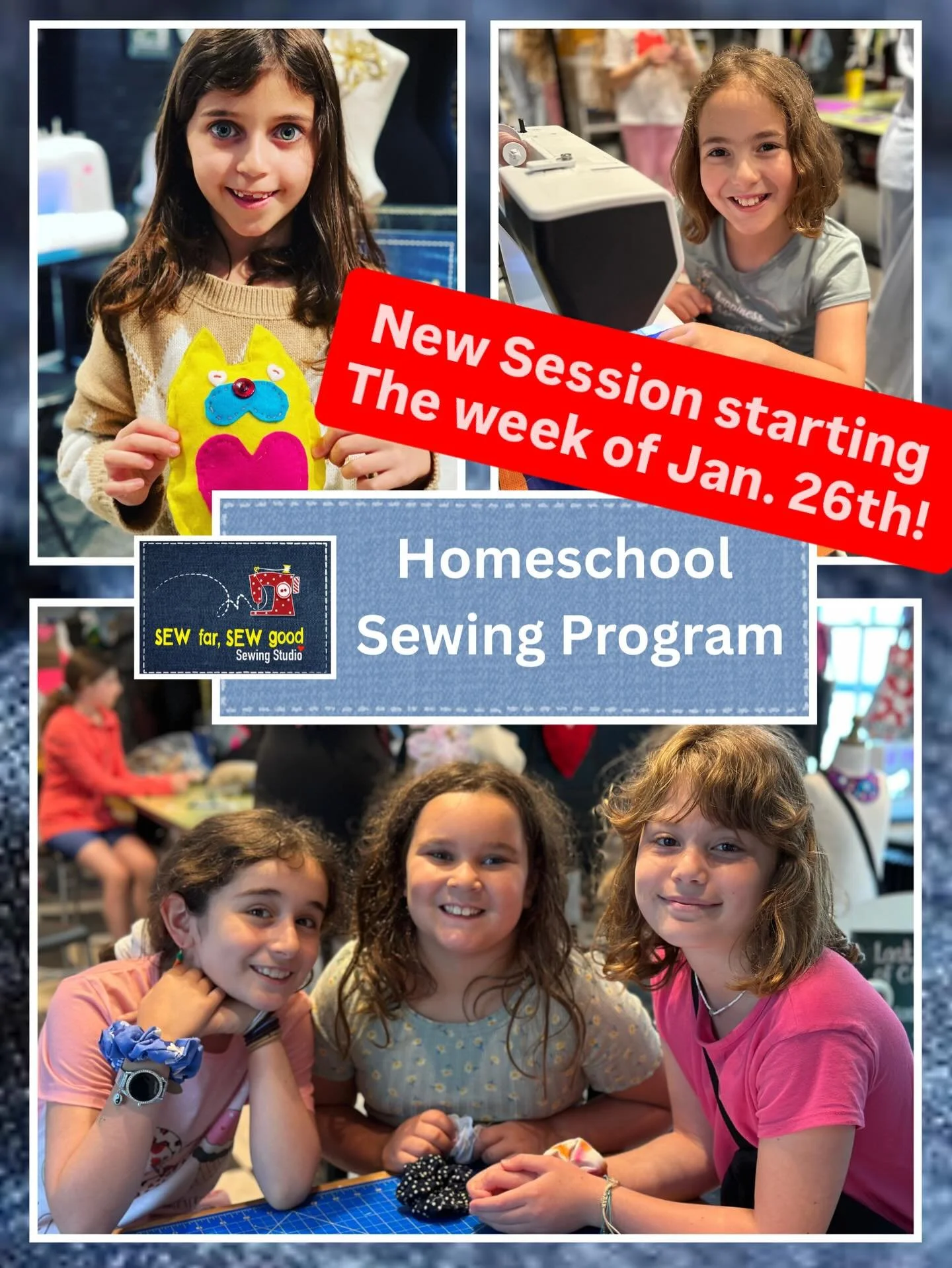 🌟HOMESCHOOL Sewing Program is BACK! 

🧵NEW 6-week Session starting the week of January 26th! 

❤️Ages 6 &amp; Up are welcome! 

Spots are very limited!

Register NOW - Link in BIO☝️