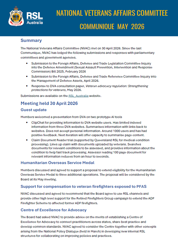 An image of the document with the summary of what was discussed at the meeting. It also has the RSL logo and the name of the committee.