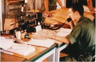 Paul Dickson, 1967, editing the The Eyes and Ears at Arty Tac HQ, Nui Dat, Vietnam.