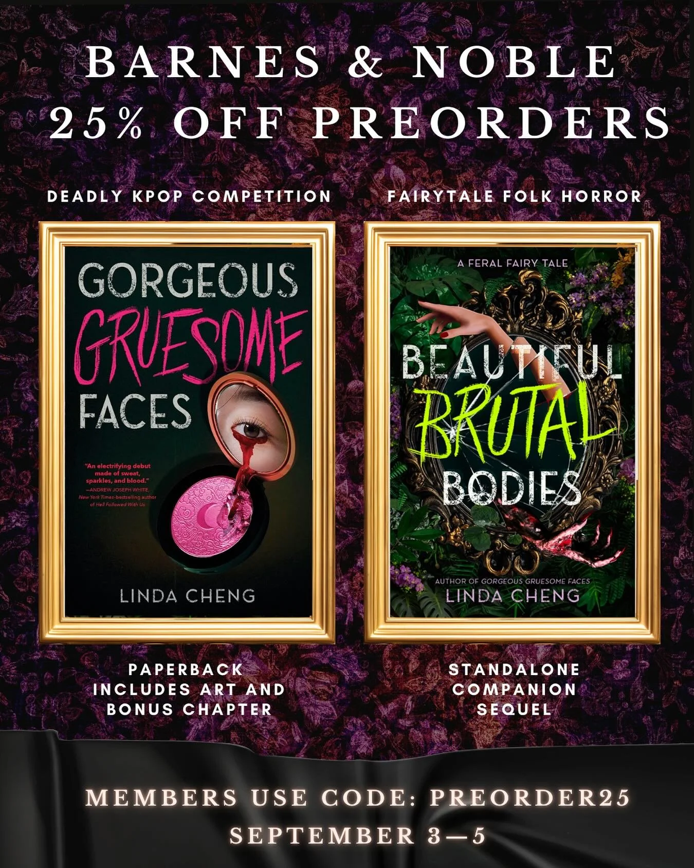 It&rsquo;s the last @barnesandnoble preorder sale of the year, let&rsquo;s goo! Both books in my sapphic horror duology are available for 25% off for B&amp;N Reward Members (free to sign up) from September 3 to 5! Preorder goodies to be announced soo