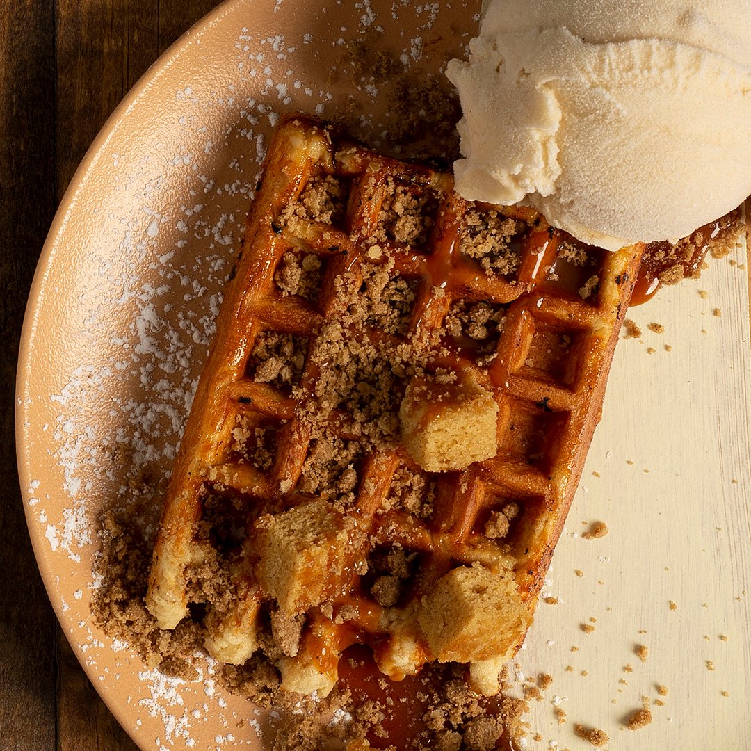 Just Pearfect Liege Waffles Dessert Top Down.jpg