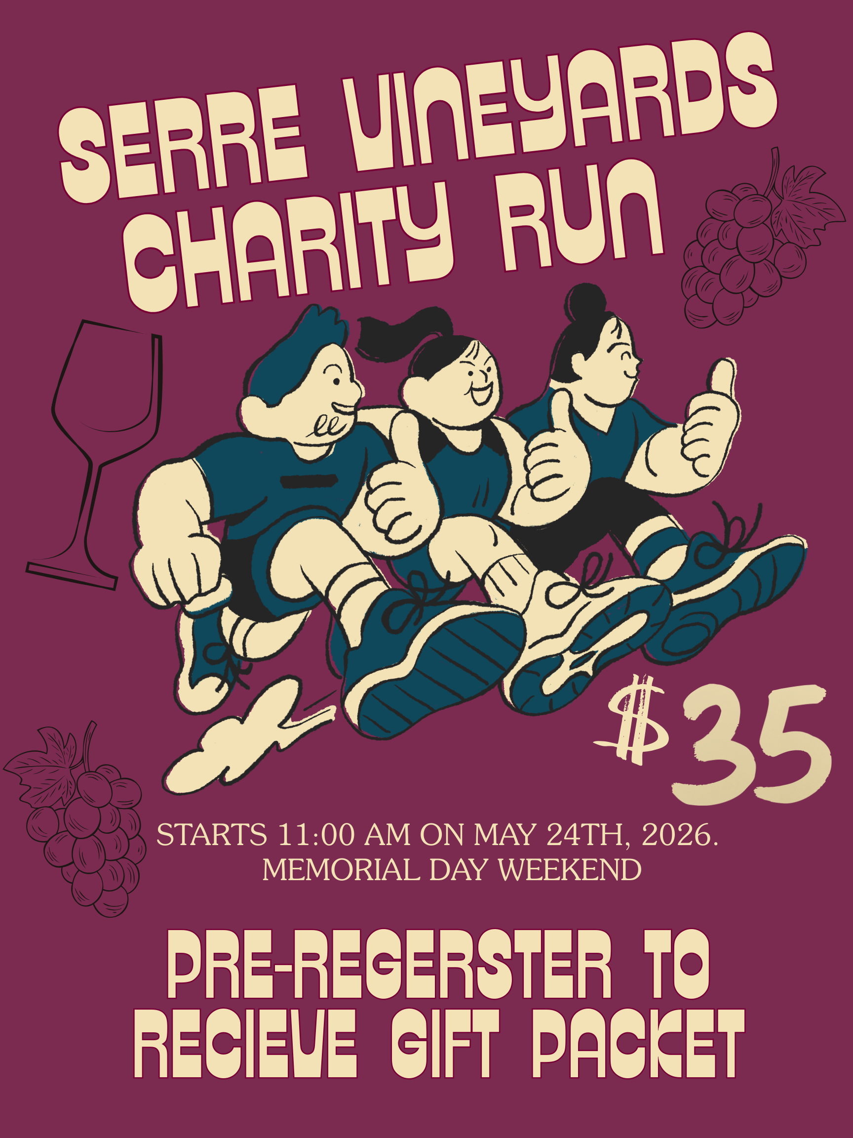 Serre Vineyards Charity Run! We Are Open Today!
