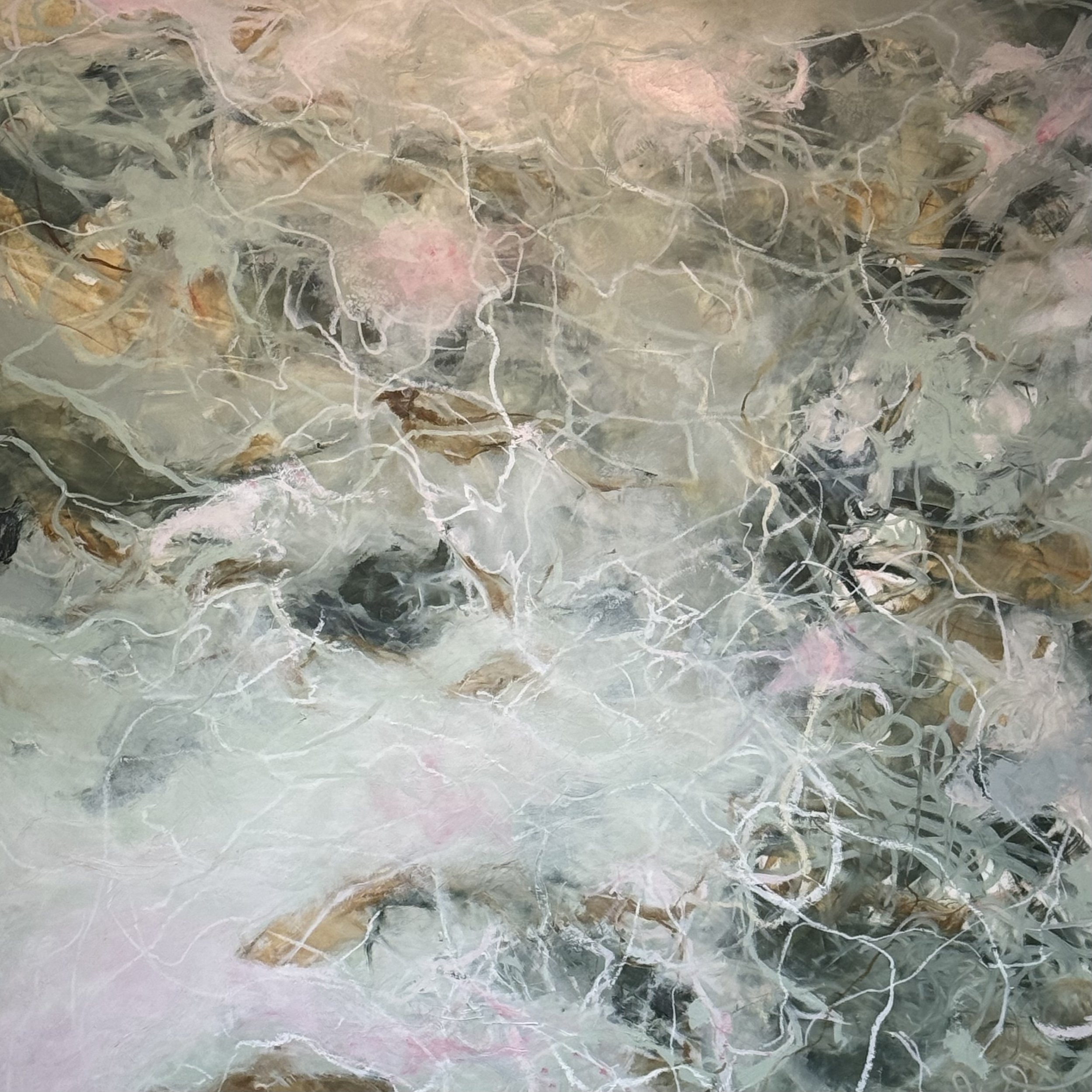 Geography of Belonging, oil on panel,  48" x 48" x 2" 