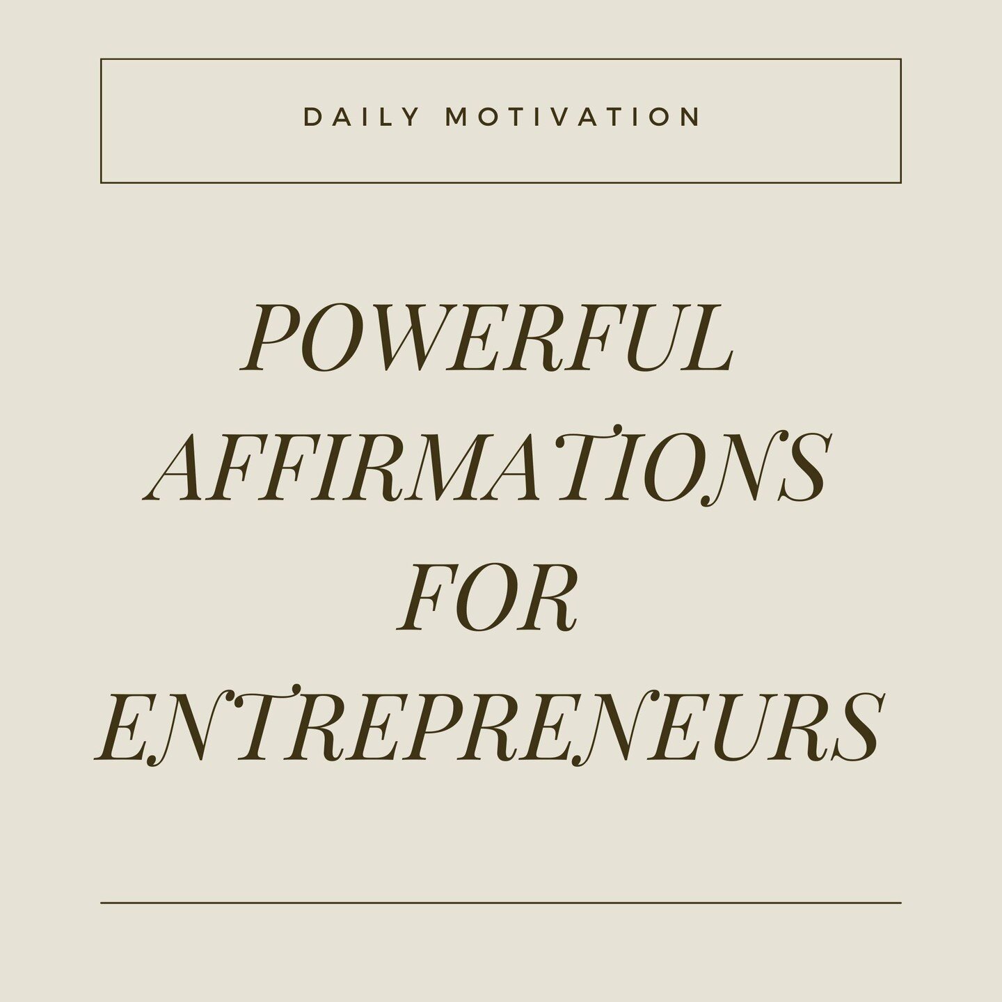 Here are some powerful affirmations for entrepreneurs and small business owners to keep you motivated and inspired:⁠
⁠
I am on the right track. ⁠
My hard work is paying off.⁠
I'm exactly where I need to be. ⁠
I trust that my business is able to succe