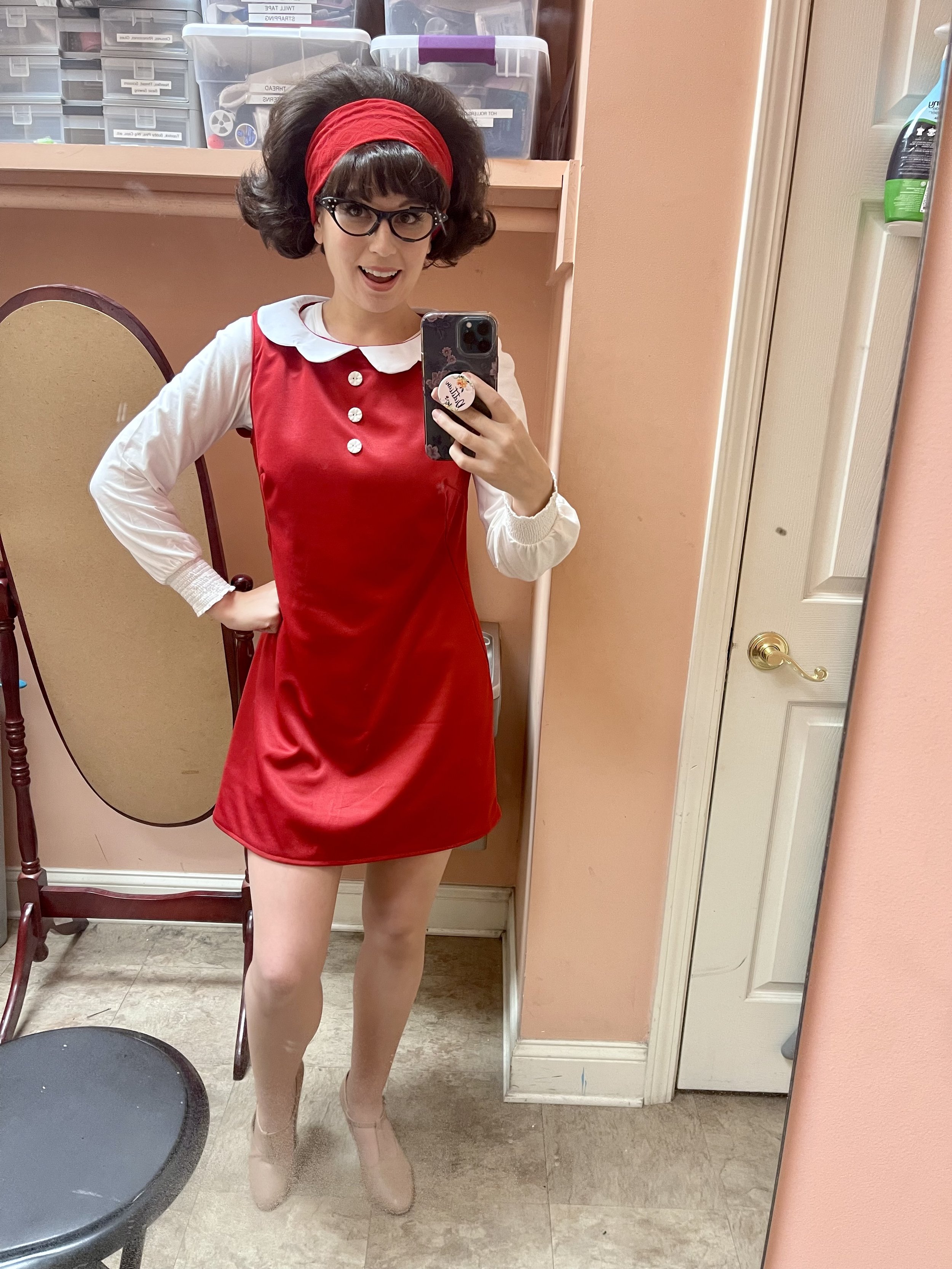 First costume fitting as the Red Girl! Shout: The Mod Musical. The Legacy Theatre.