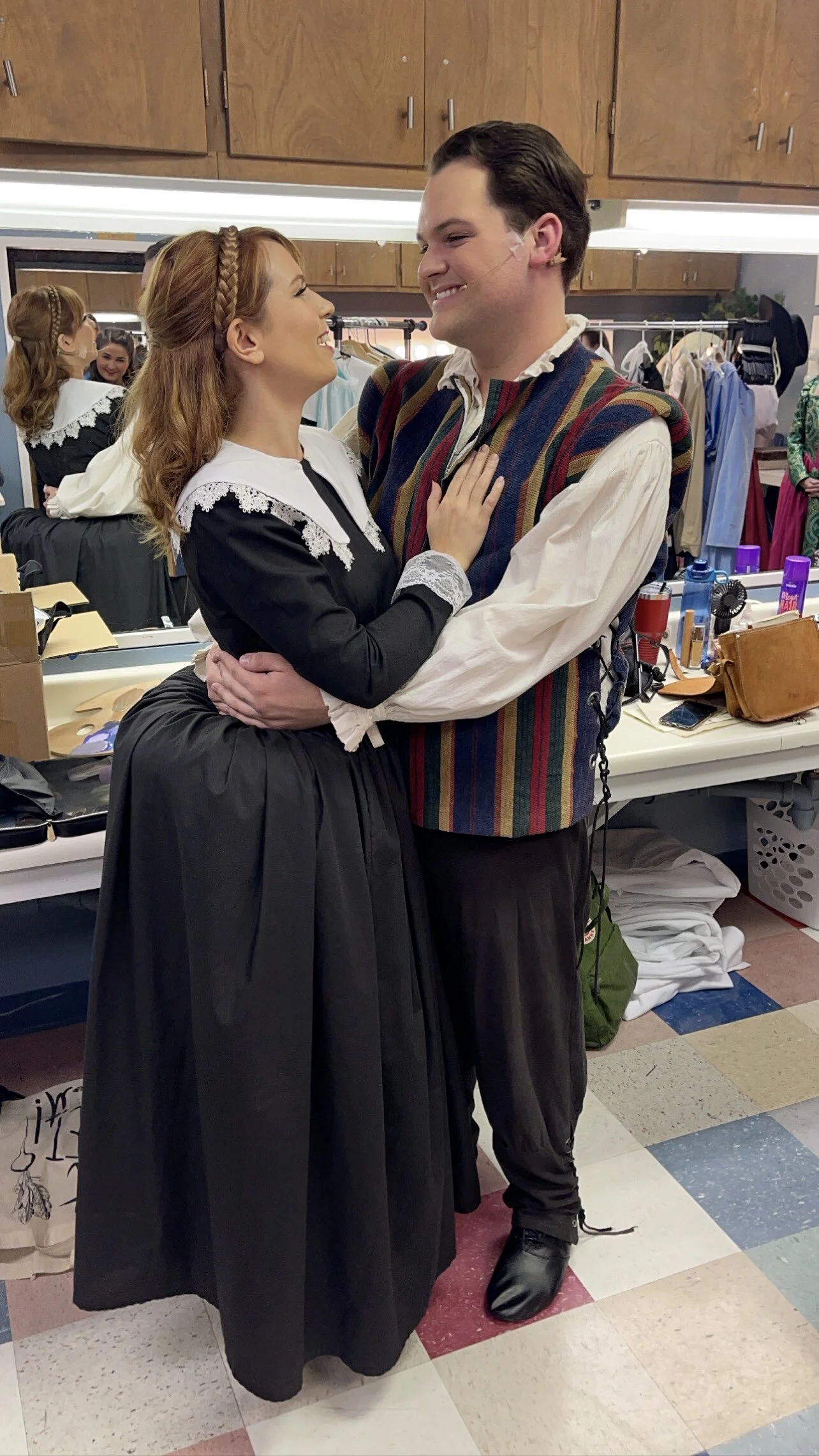 Portia and Nigel backstage.