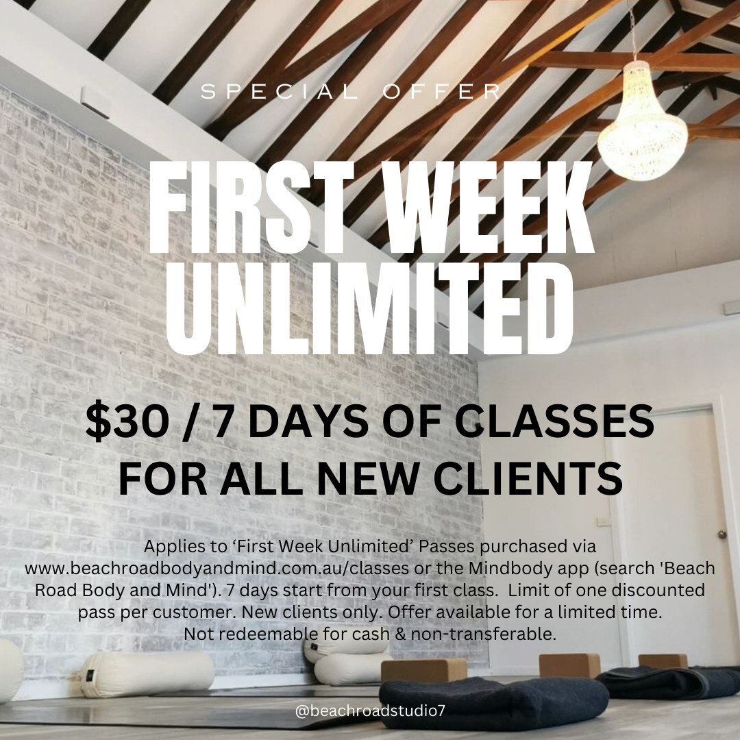 🌟 Exclusive Offer for New Clients! 🌟
Experience a week of unlimited classes for just $30 at Beach Road Studio @ Beach Road Body and Mind! 🧘&zwj;♂️🤸&zwj;♀️
Discover the perfect balance of yoga, pilates, sound healing, and more in our intimate, bou