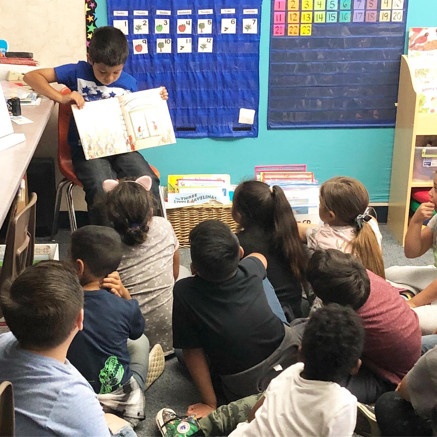 In my classroom, the helper of the day gets to choose a story on CD to share with the class after lunch.  The kids look forward to that time to cool off and relax after playing, and I love the few moments it gives me to catch my breath!  We are build