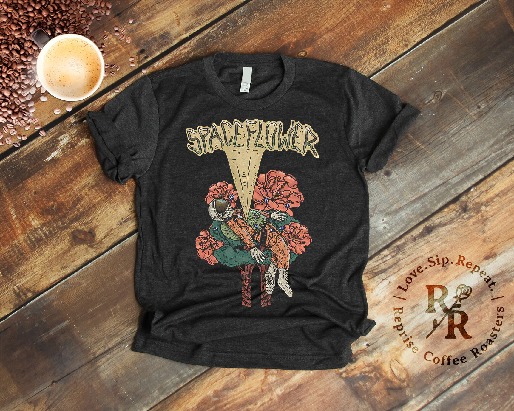 Space Flower T-Shirt Reprise Roasters Evanston Chicago Coffee Swag