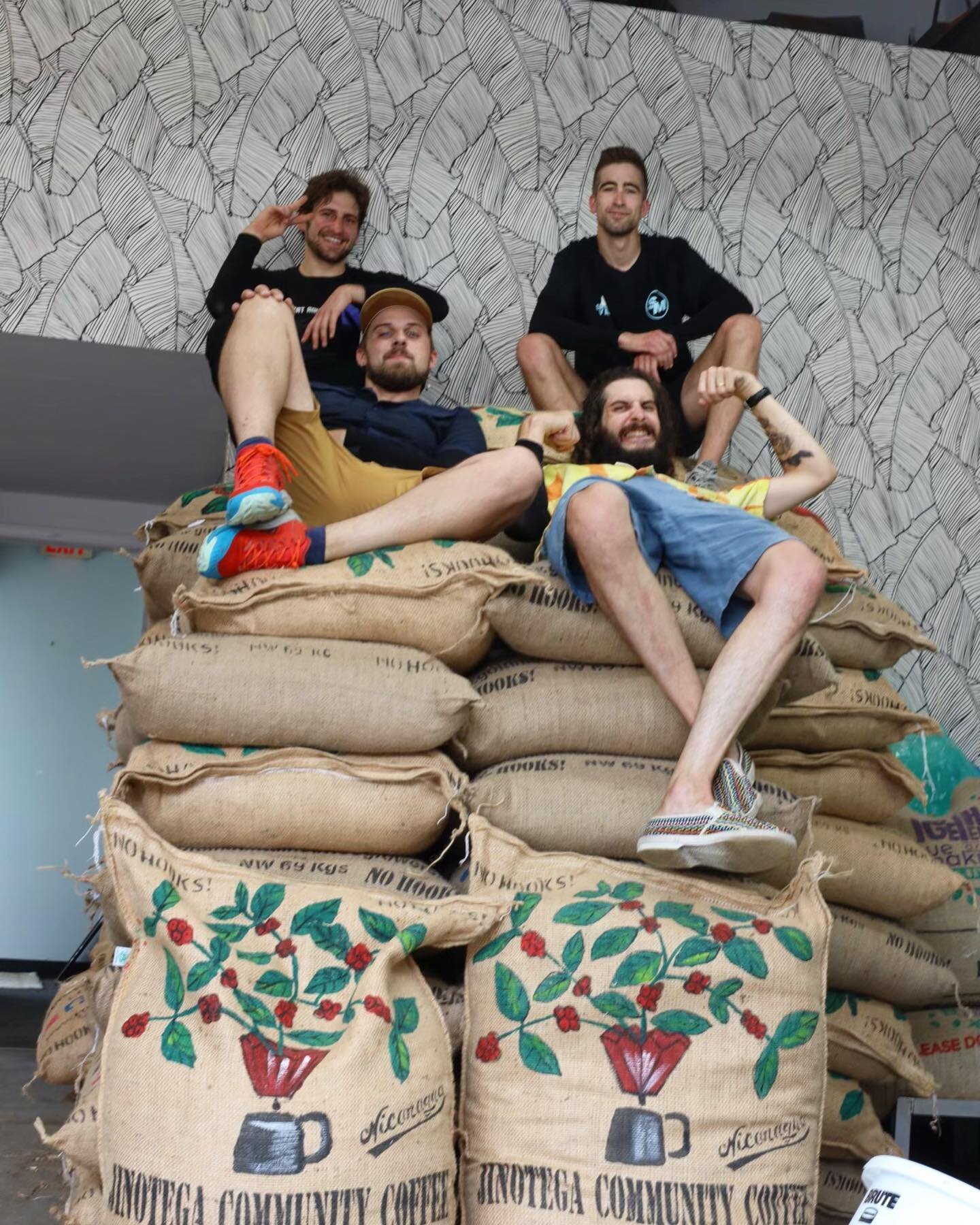 So much to celebrate today 🎉

2022 coffee harvest from @goldmtncoffee arrived today! 

We can&rsquo;t thank our friends Brian, Zach &amp; Garen enough for helping us unload all the coffee that we will be serving up for the next year ✨ (each bag weig
