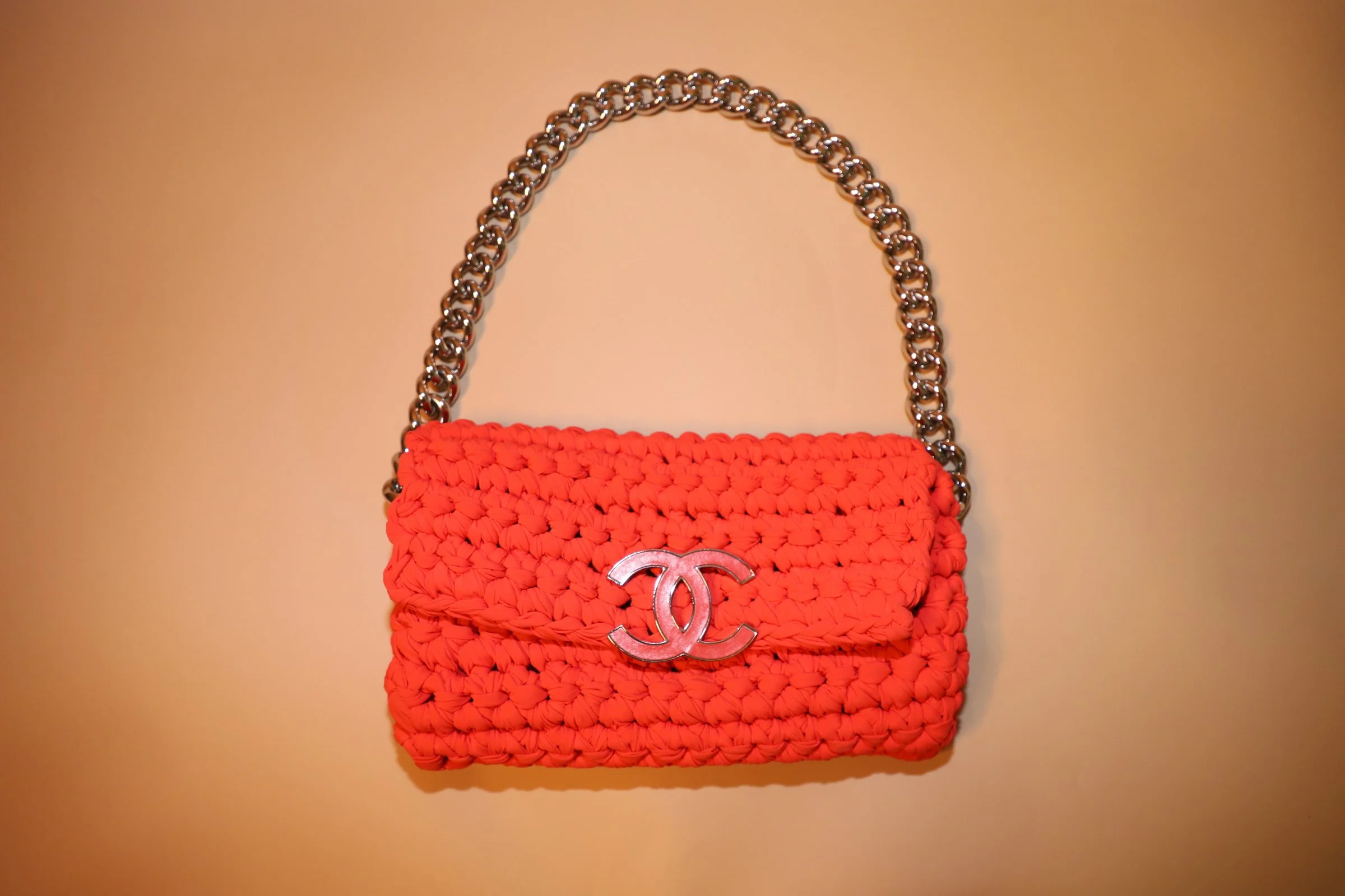 Chanel Red Crochet Classic Flap Bag
