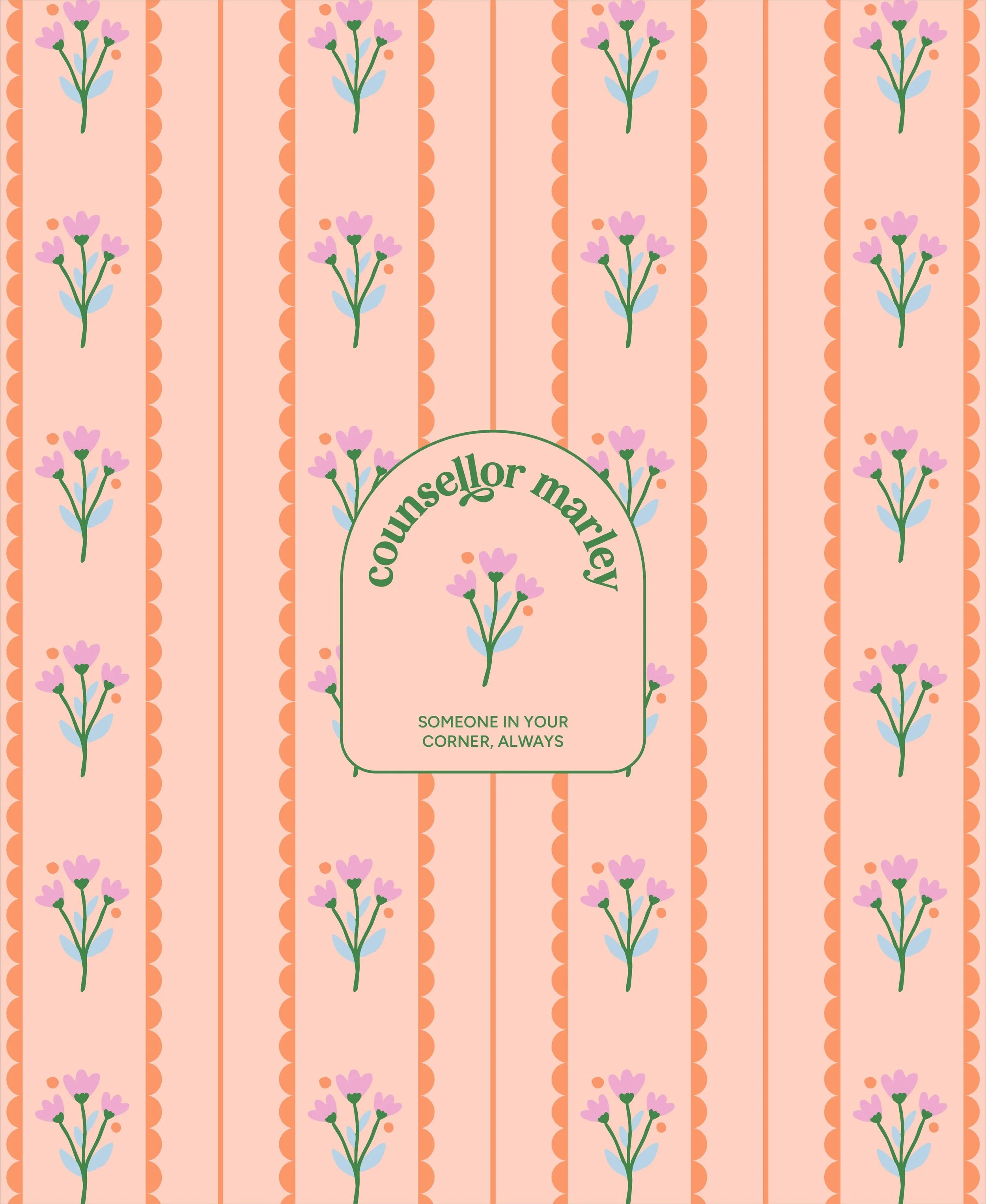 My beautiful client Marley is expanding her business to include counselling so we created her a sister brand! We leaned into some of the other colours in her palette, created new logos and an illustration and pattern suite that she can use on socials