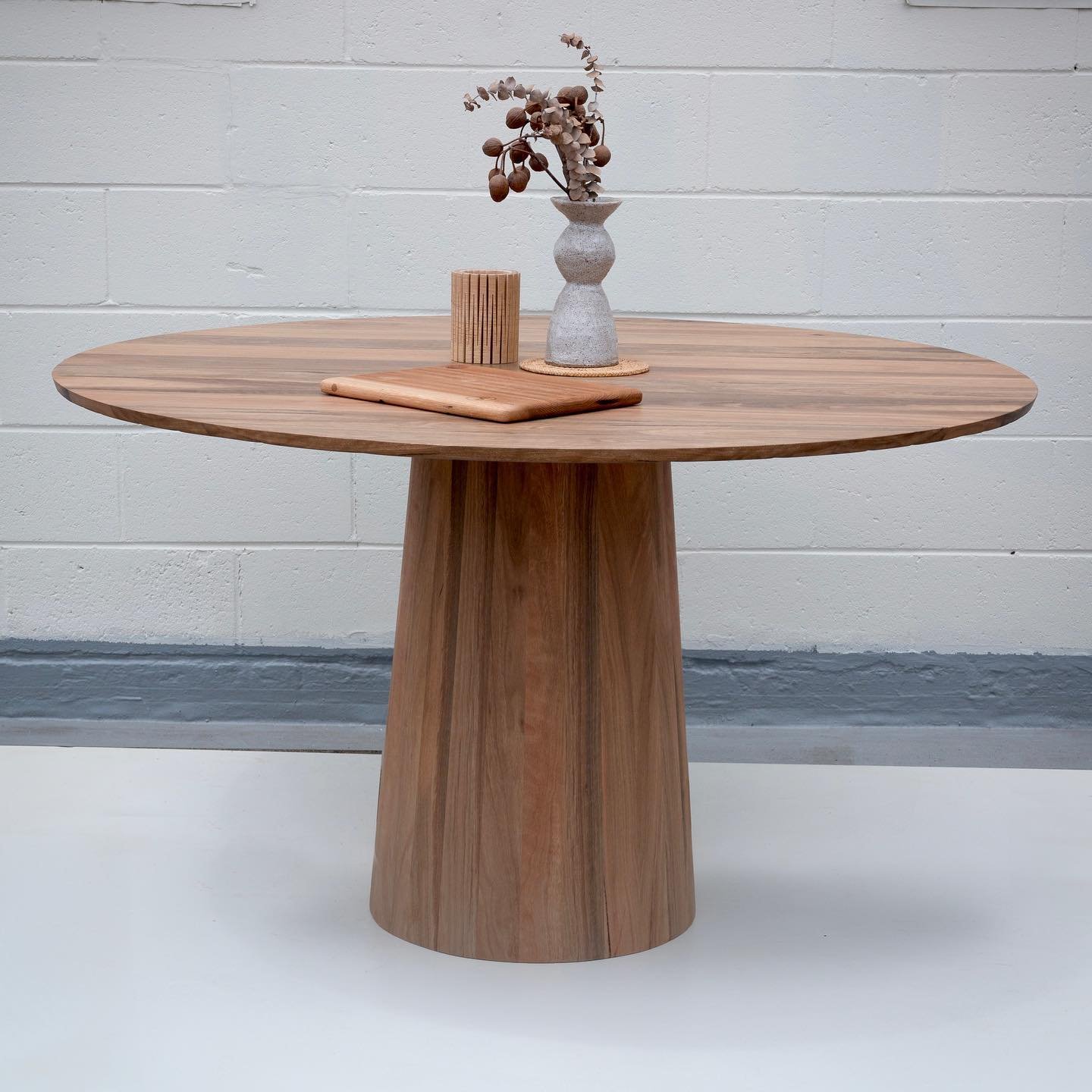 Jupiter table

Made from beautiful spotted gum (fast becoming my favourite timber) with a rounded pedestal base. Really proud of this one, a simple and practical design but it&rsquo;s all in the details. Letting the swirls and character of the spotte