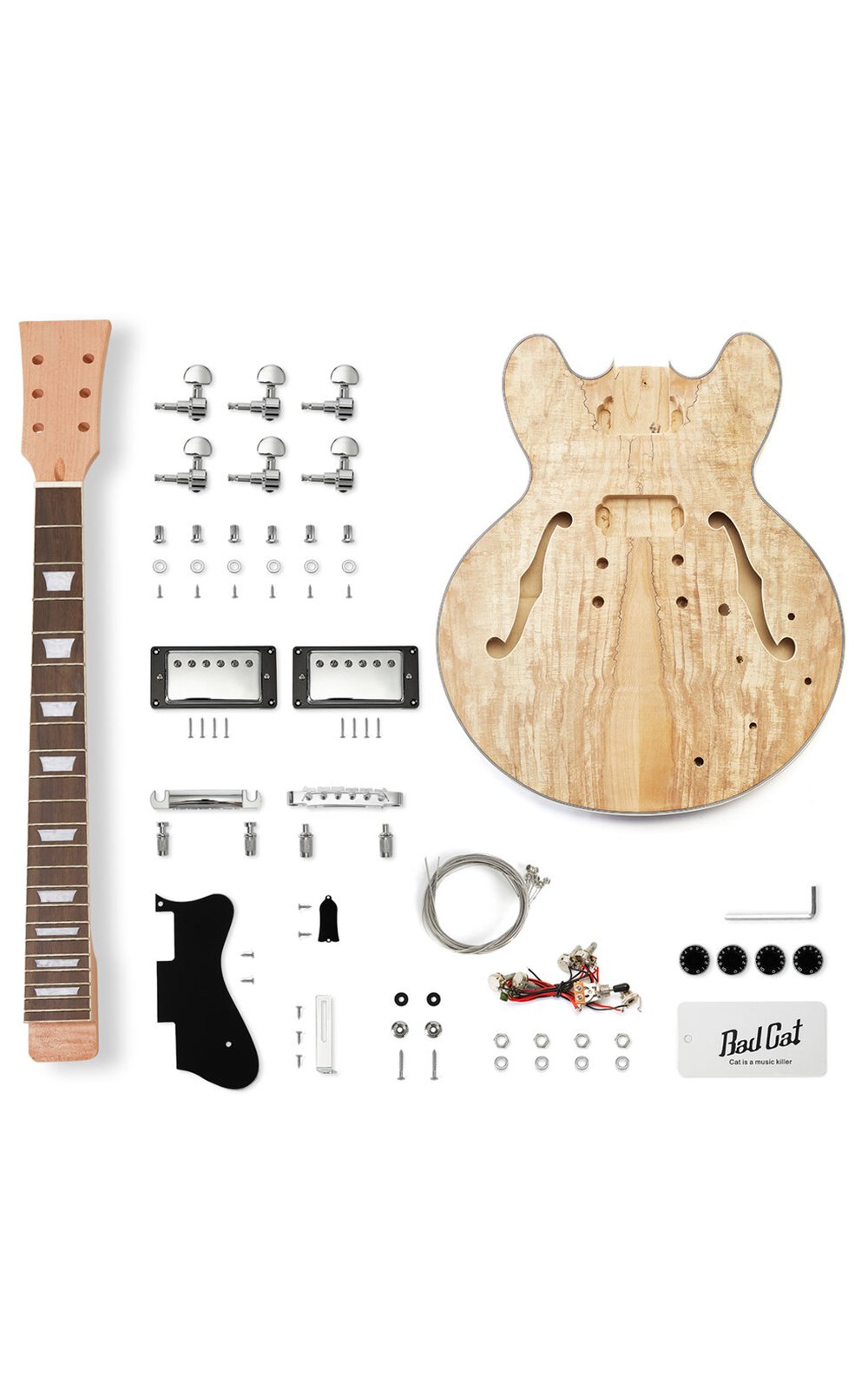 Electric Guitar Kit, SemiHollow Flame Maple Top Guitar Builder Kit