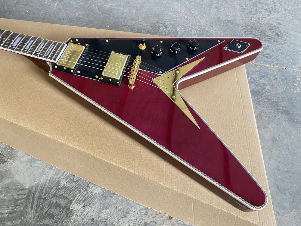 Chitarra Elettrica Flying V Con Pickup EMG – Vernice Importata, Intarsi Perla - Foto 2