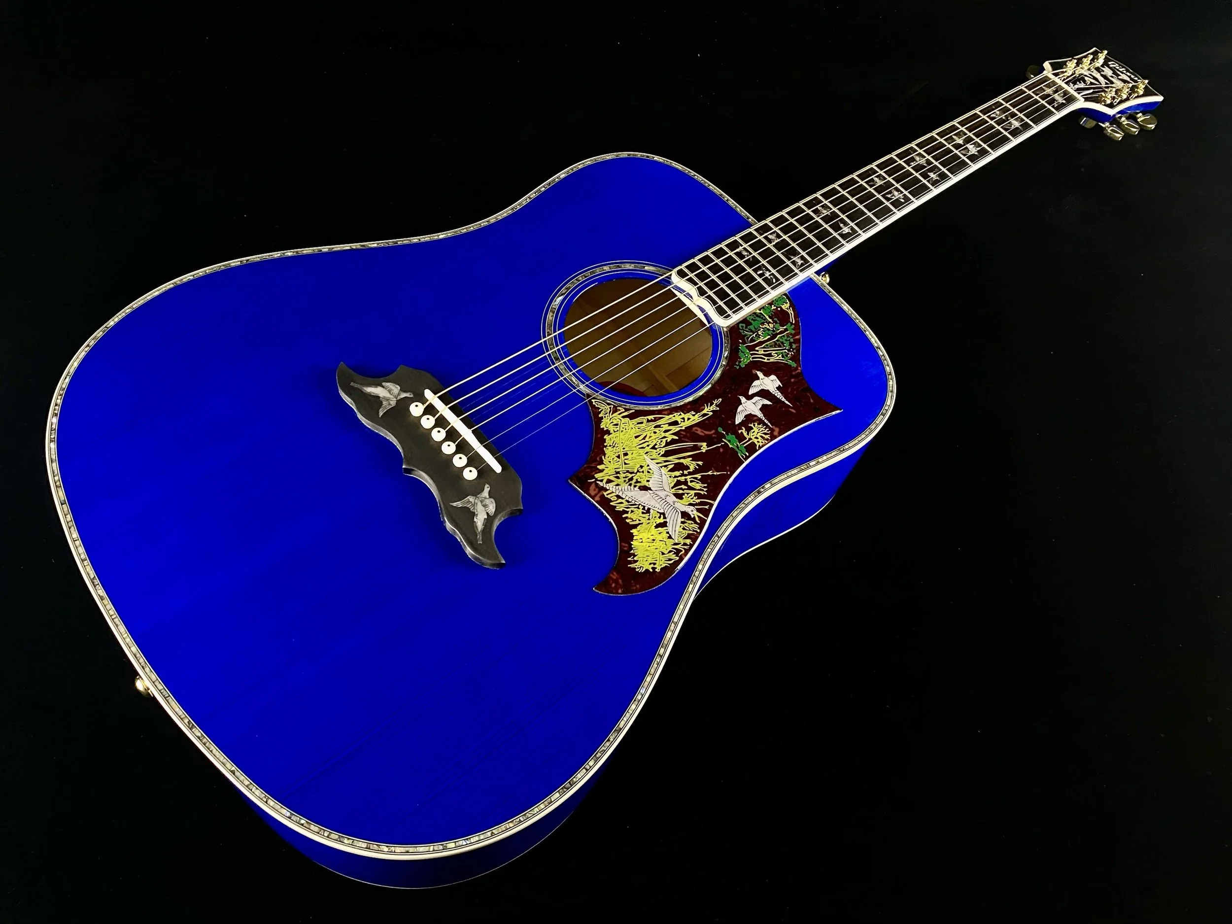 New 5 Piece Flame Maple Veneer Neck Blue Dove Acoustic Guitar