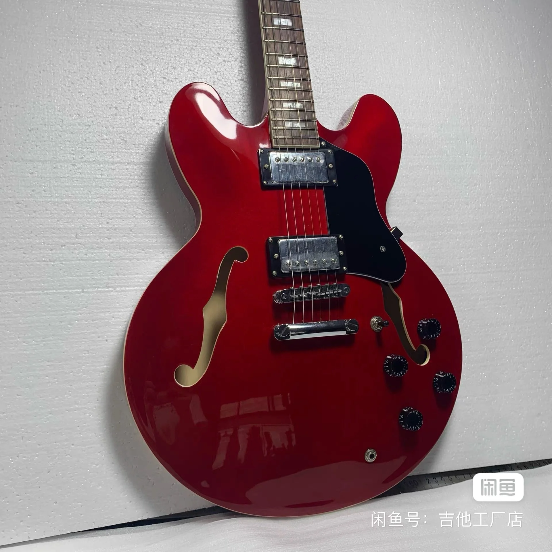 New Semi-hollow Jazz Guitar Cherry Red Electric Guitar w Alnico pickup, Chrome hardwares