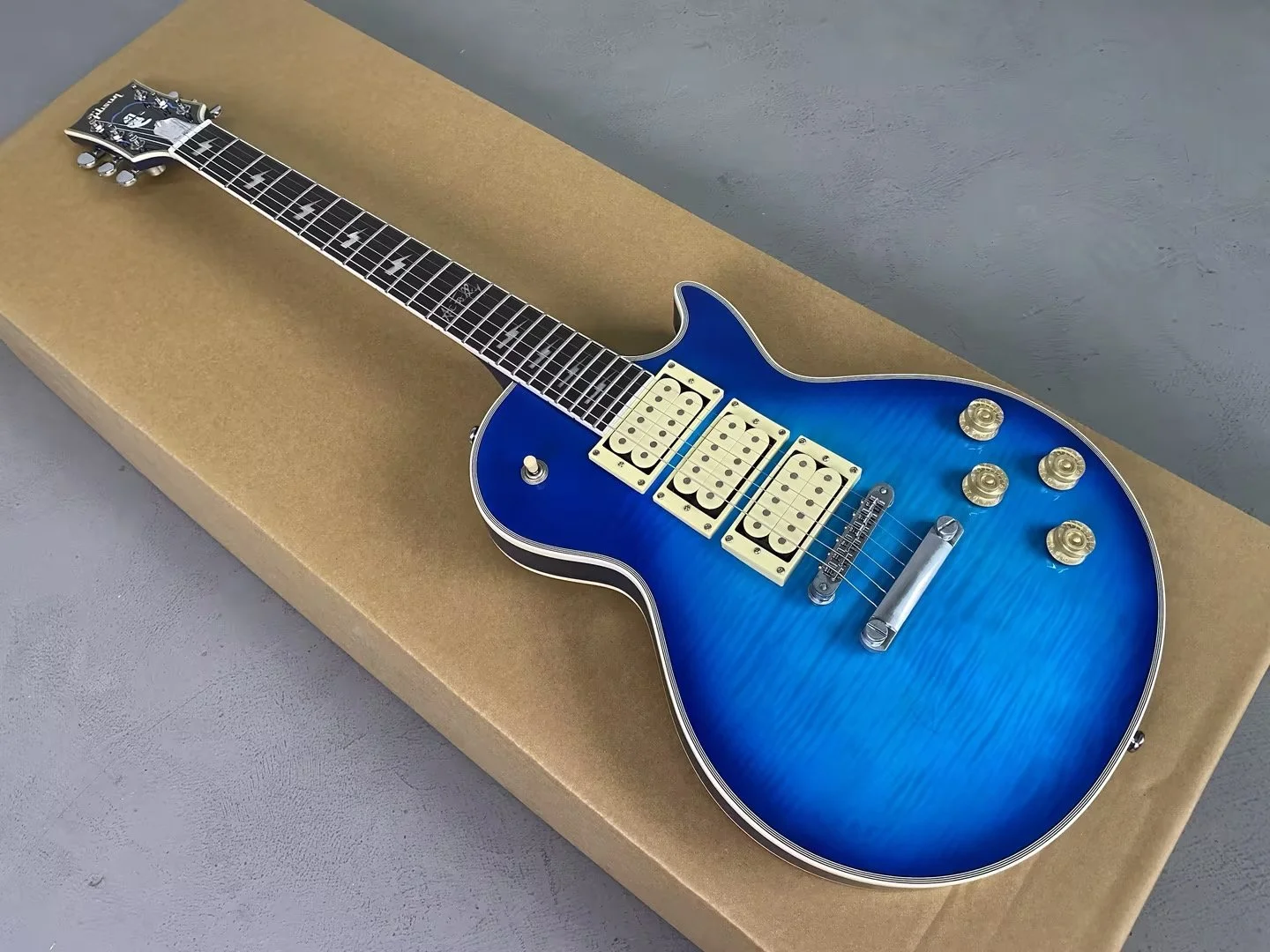 New Ace Frehley LP Electric Guitar Blue Finish w Chrome Hardwares