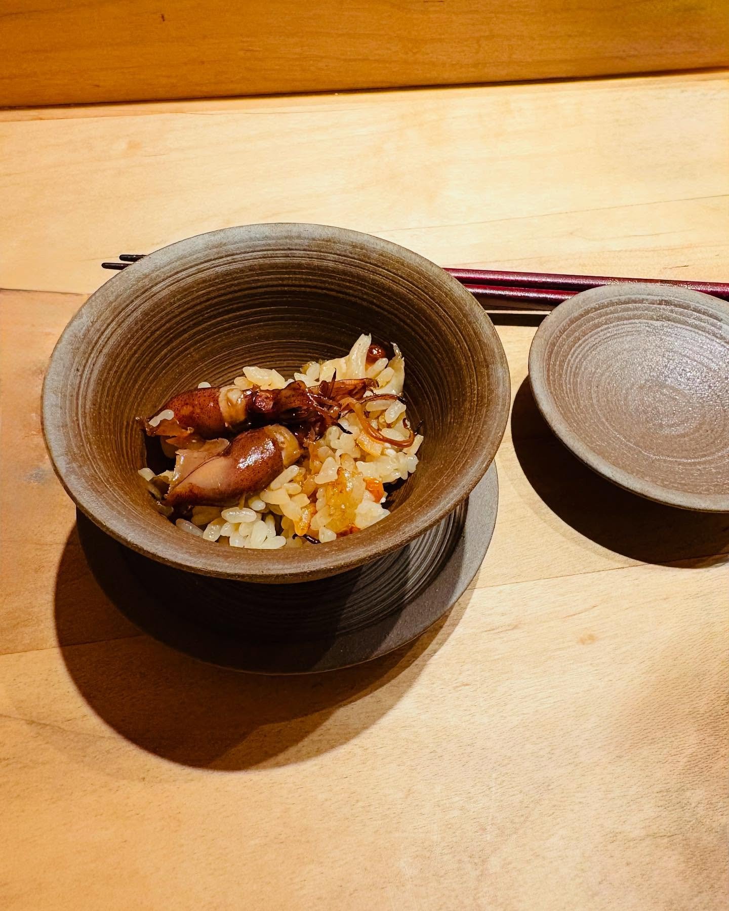 Hotaru Ika Gohan - Firefly squid rice. Two more weeks it will be gone until next year. #SushiLovers #OmakaseExperience #finedining 
#SushiArt #JapaneseCuisine #SushiTime #sushichef #GourmetSushi #eastbayeats #castrovalley #BayAreaEats #PeninsulaEats 