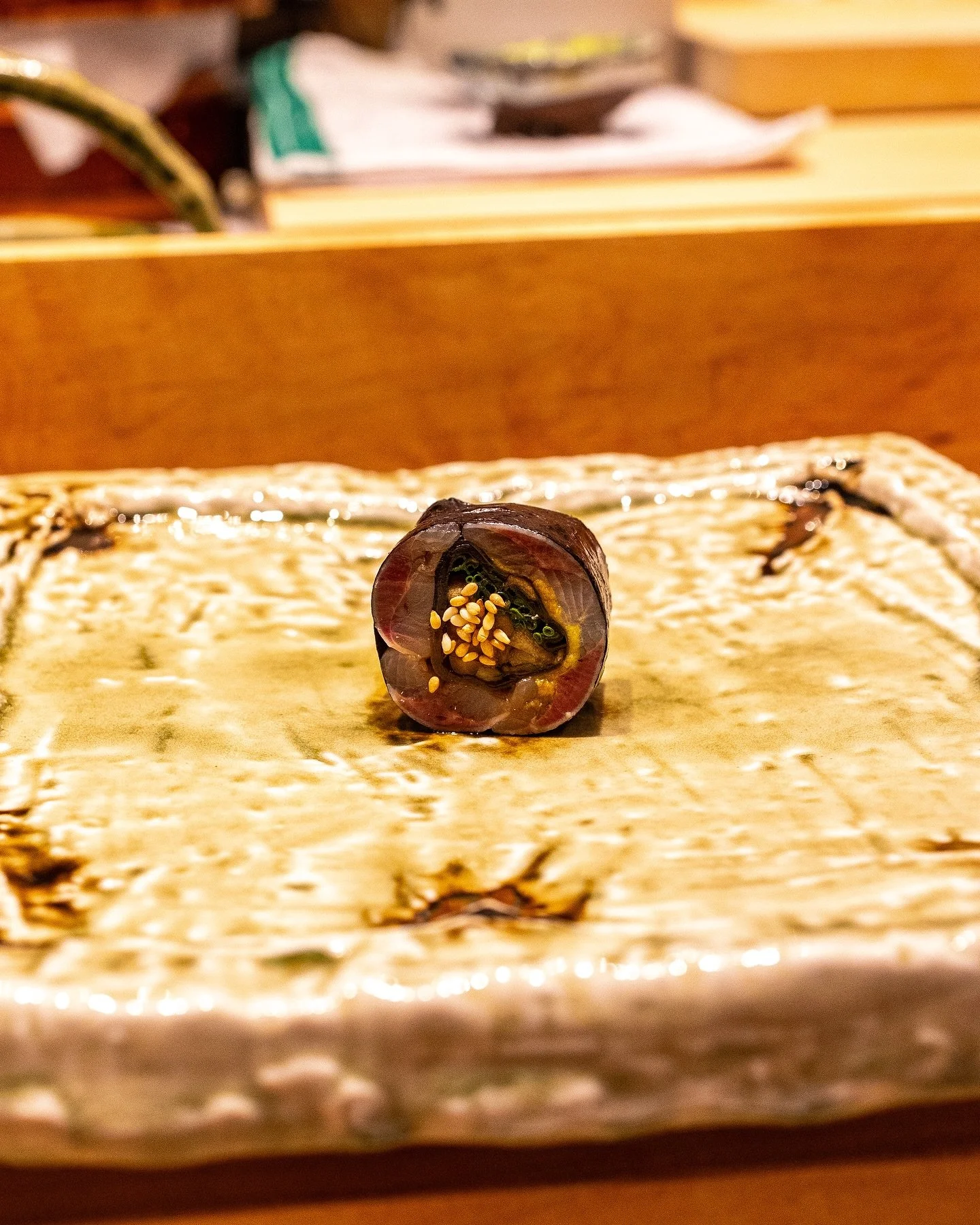Saba kombu roll &mdash; cured mackerel wrapped in kelp, layered with shiso, scallion, and a touch of sesame. A perfect harmony of umami and acidity to open the course!

📍Tancho Japanese Restaurant, Castro Valley

#TanchoOmakase #CastroValleyEats #Om